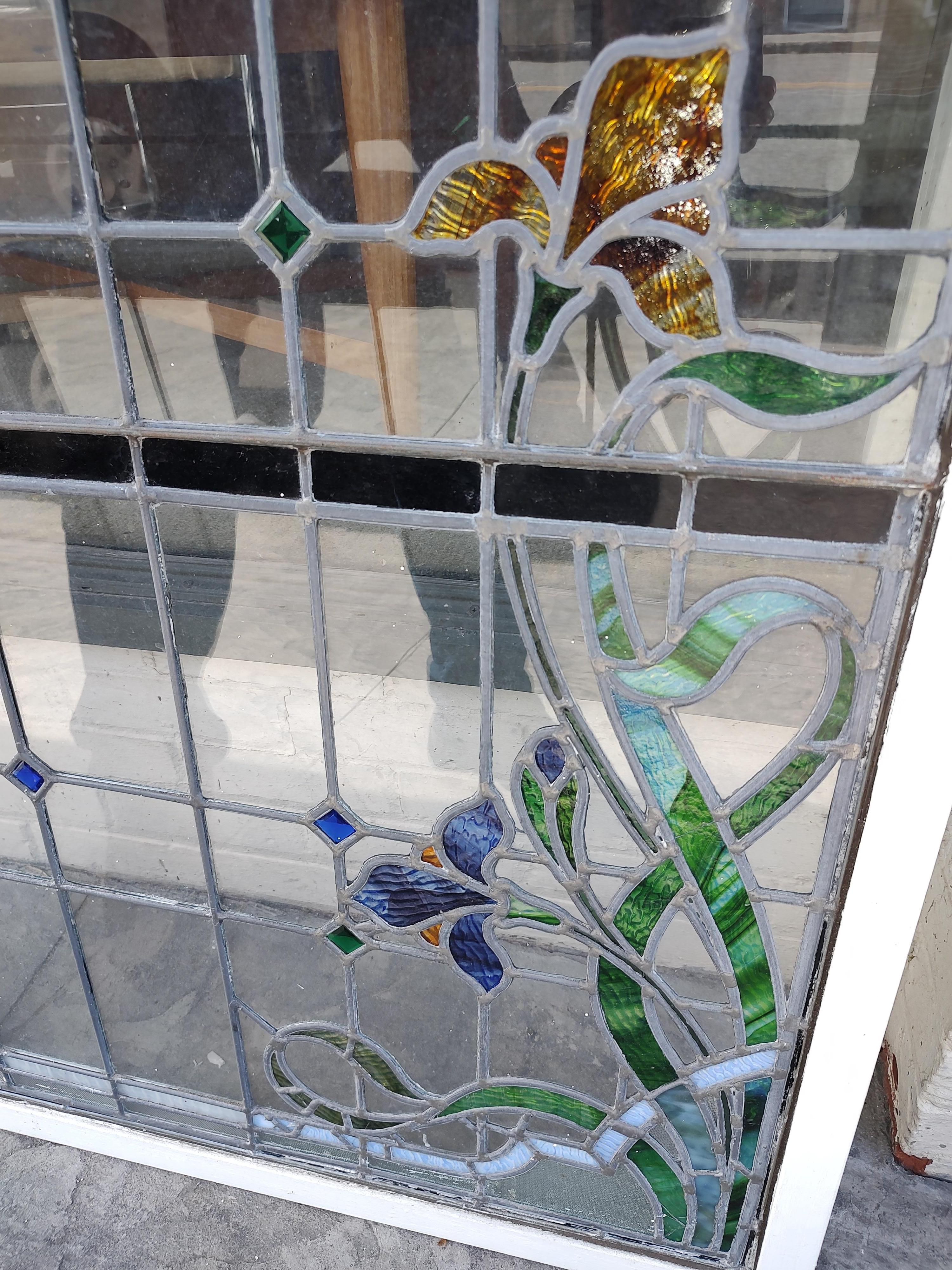 American Mid 20th Century Stained Glass Windows Fruit & Leaves, Jewels For Sale