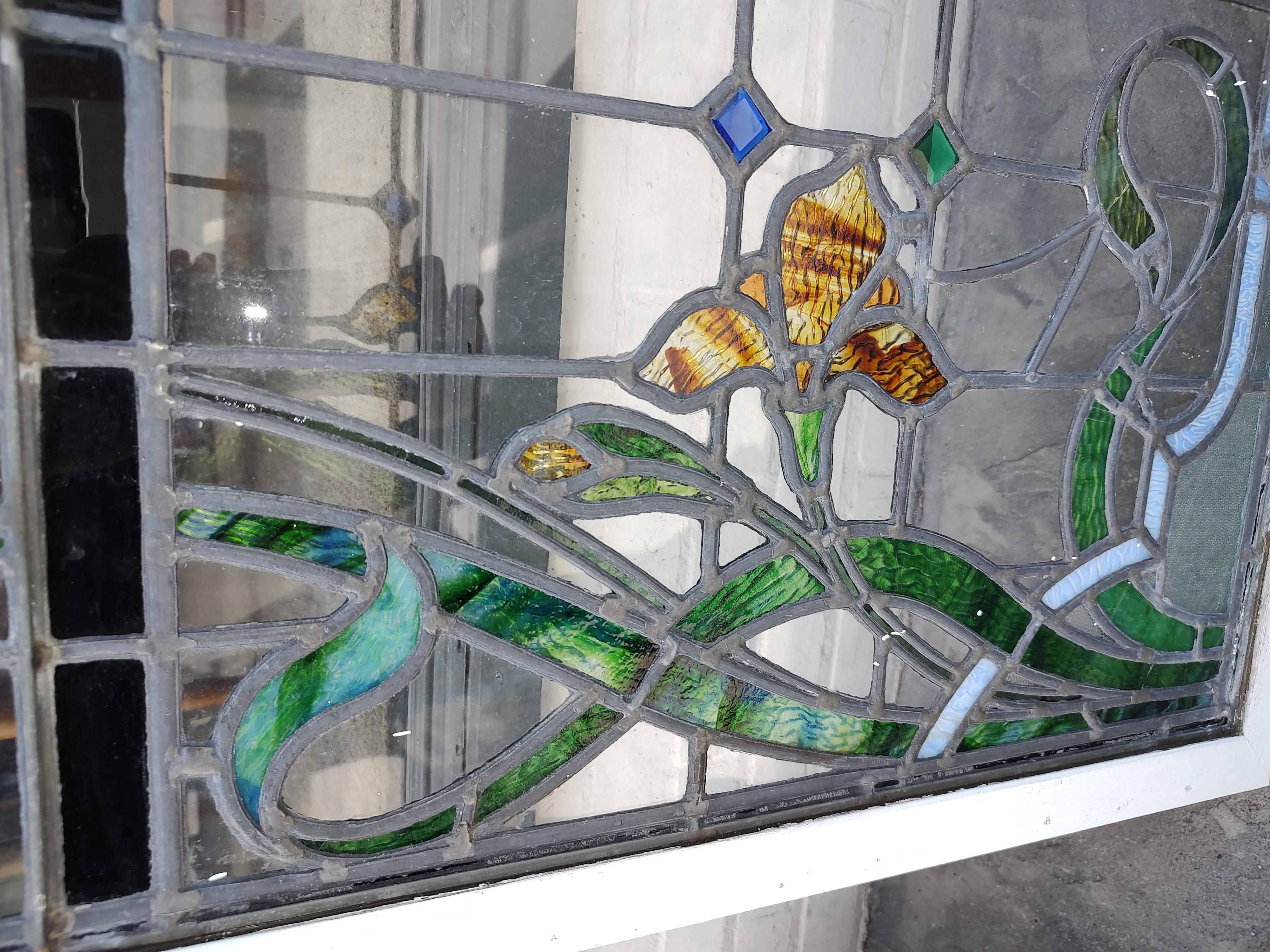 Hand-Crafted Mid 20th Century Stained Glass Windows Fruit & Leaves, Jewels For Sale