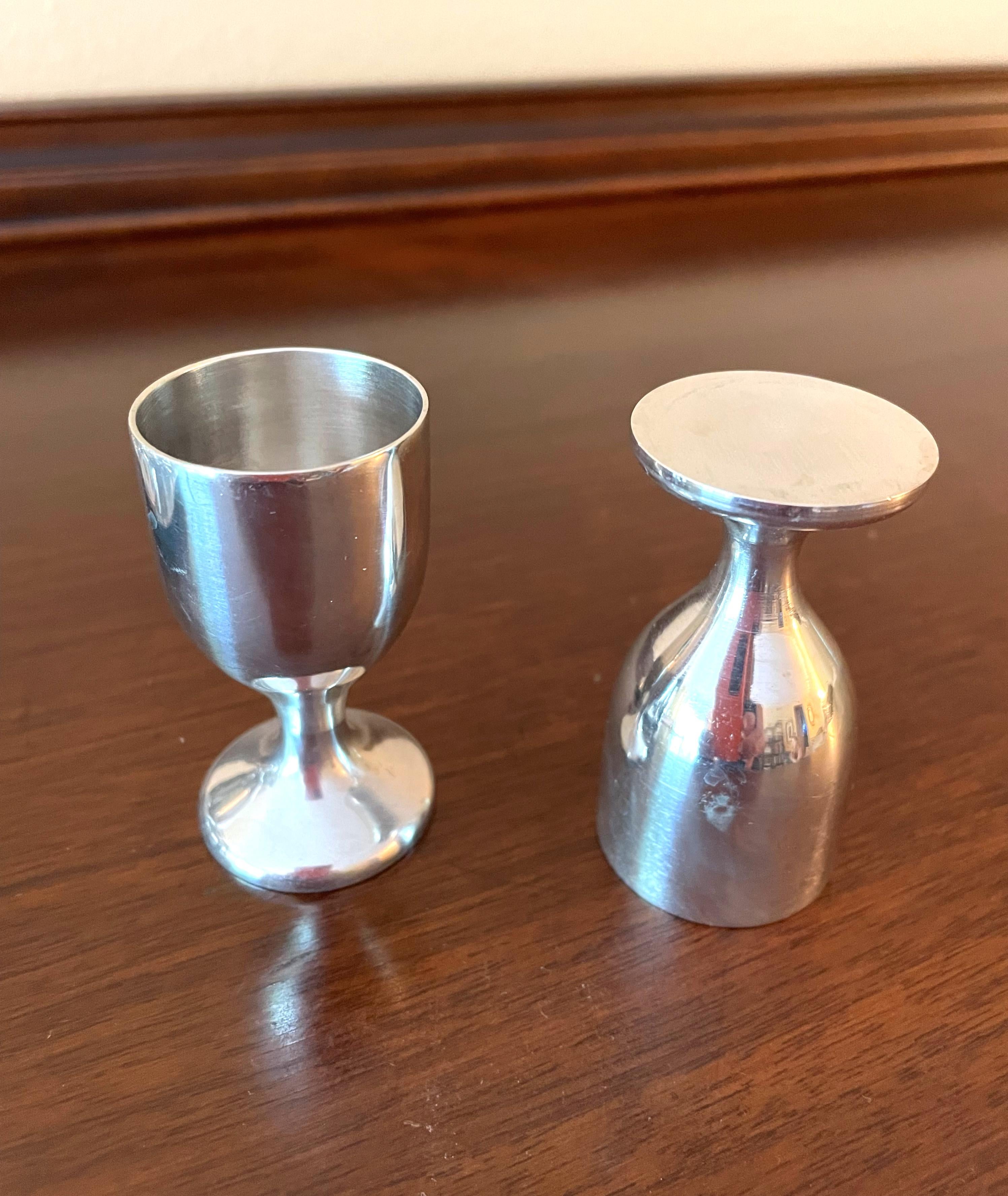 Mid-20th Century Stainless Steel Aperitifs / Cordials or Shot Glasses, Set of 8 For Sale 2