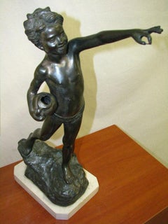 Mid-20th Century Statue of Boy Carrying a Jug Zinc