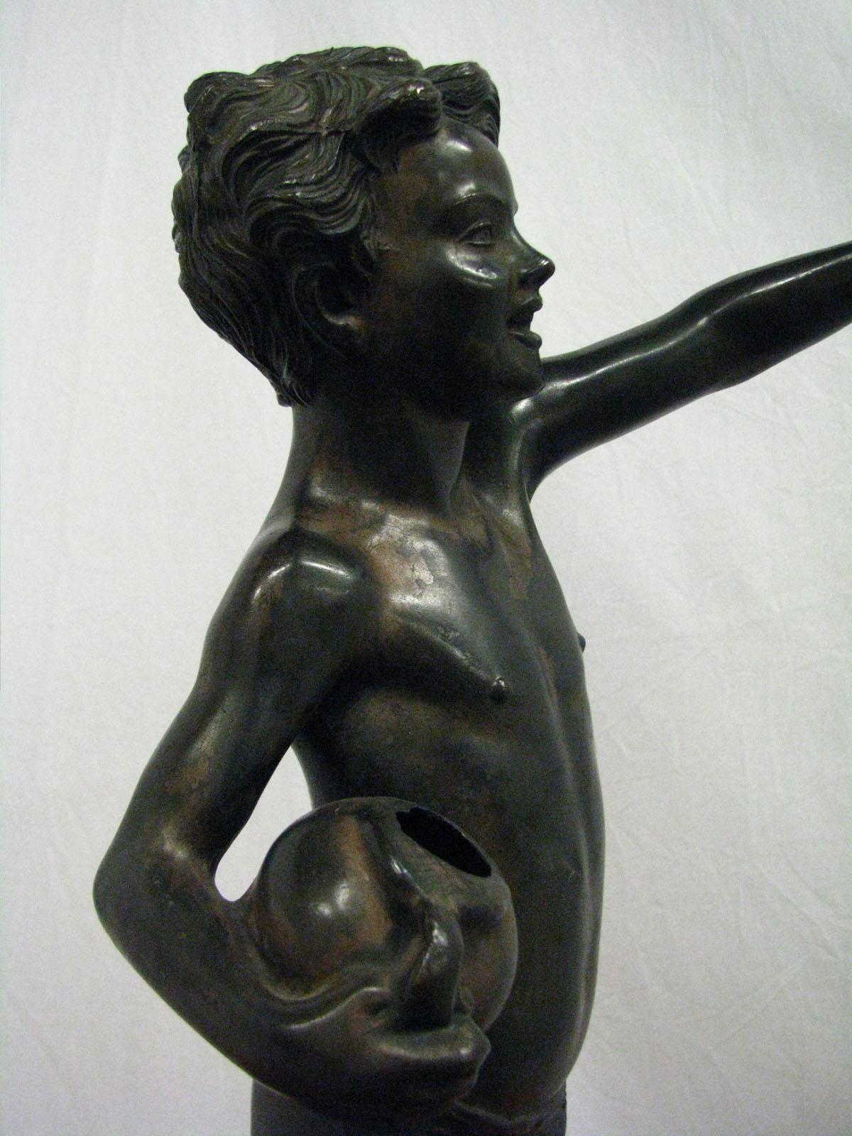 Mid-20th Century Statue of Boy Carrying a Jug Zinc For Sale 1