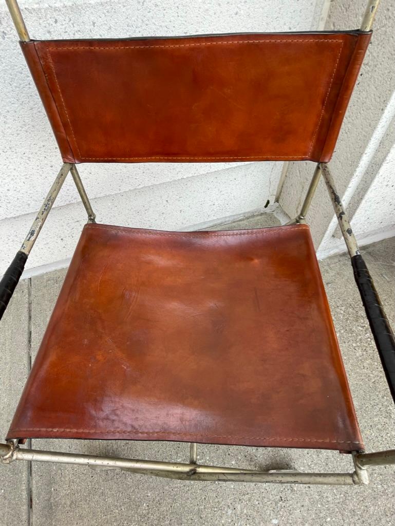 Mid-20th Century Steel and Leather Directors Chair Made from Golf Clubs For Sale 4