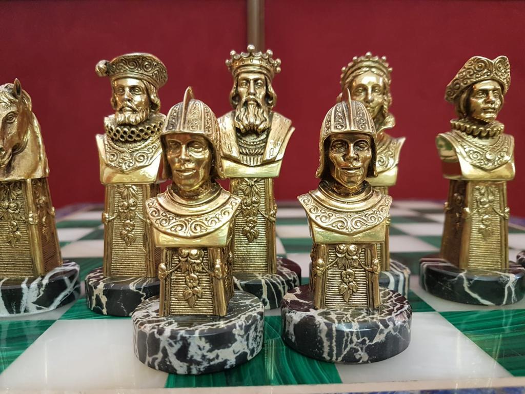 Italian Mid-20th Century Sterline Silver Semiprecious Stones Chessboard For Sale