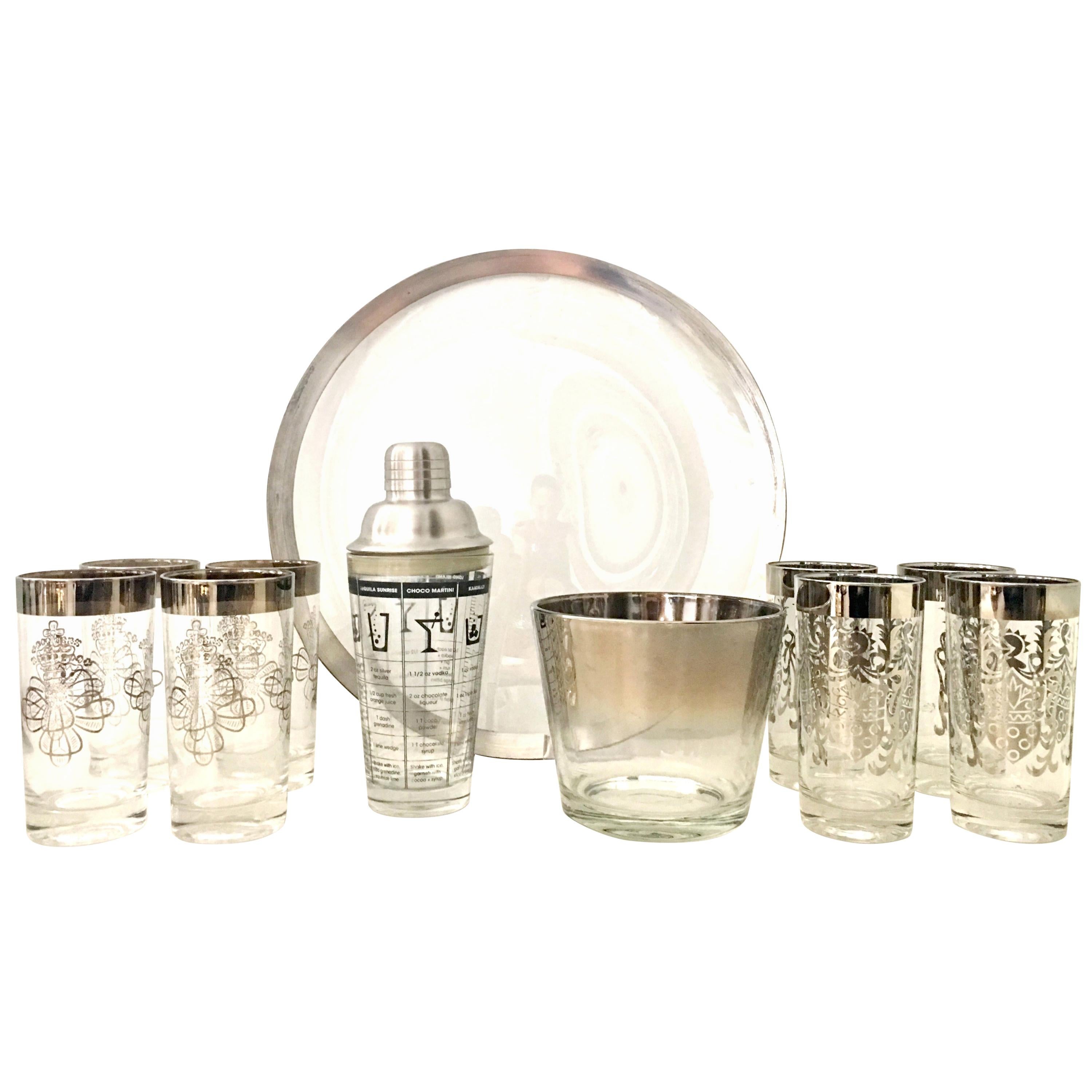 Mid-20th Century Sterling Silver & Glass Drinks Set By, Dorothy Thorpe S/11 For Sale