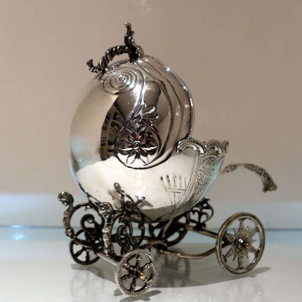 Mid-20th Century Sterling Silver Continental Large Serving Carriage, circa 1950 For Sale 5