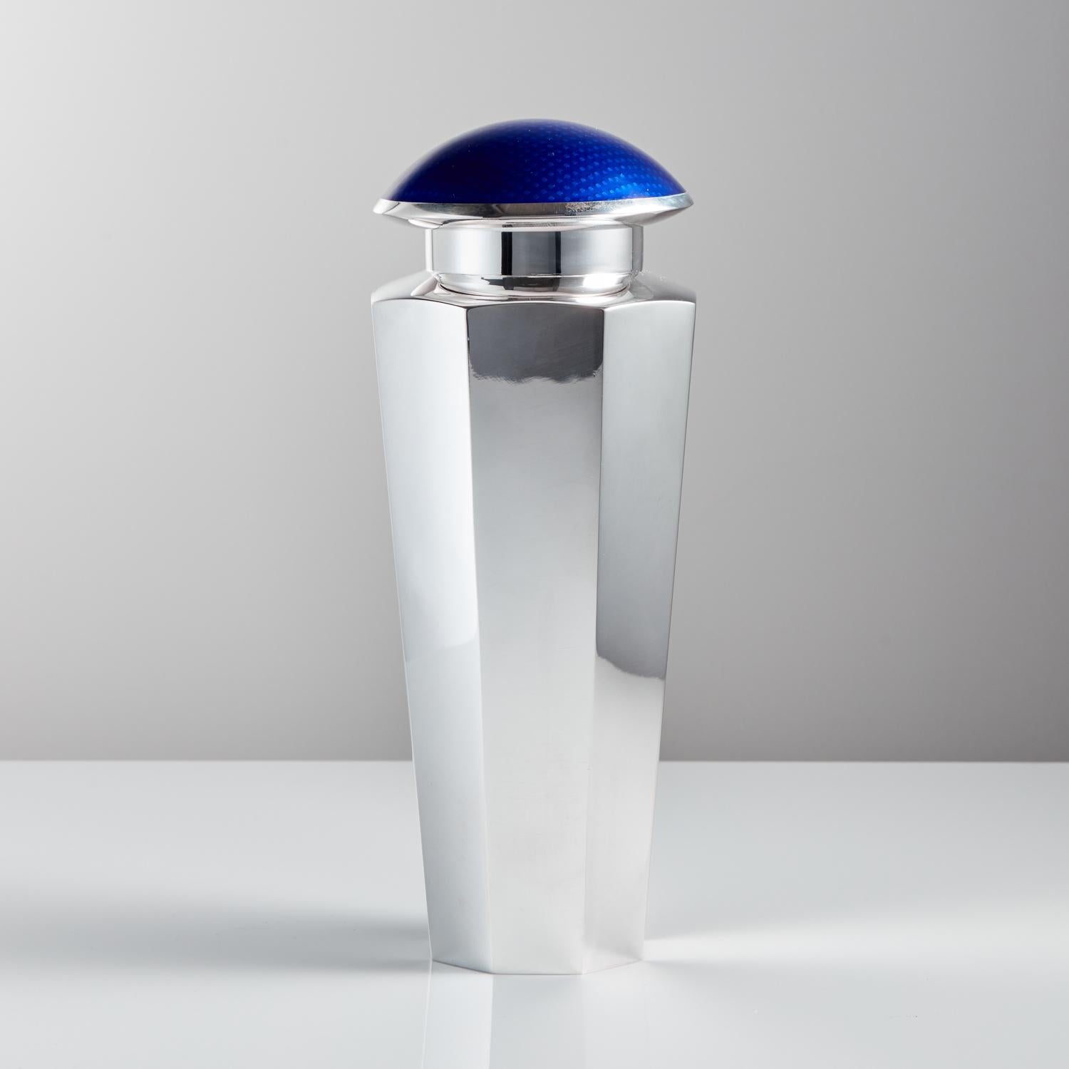Mid-20th Century Sterling Silver & Enamel Cocktail Shaker J Tostrup, circa 1950 5