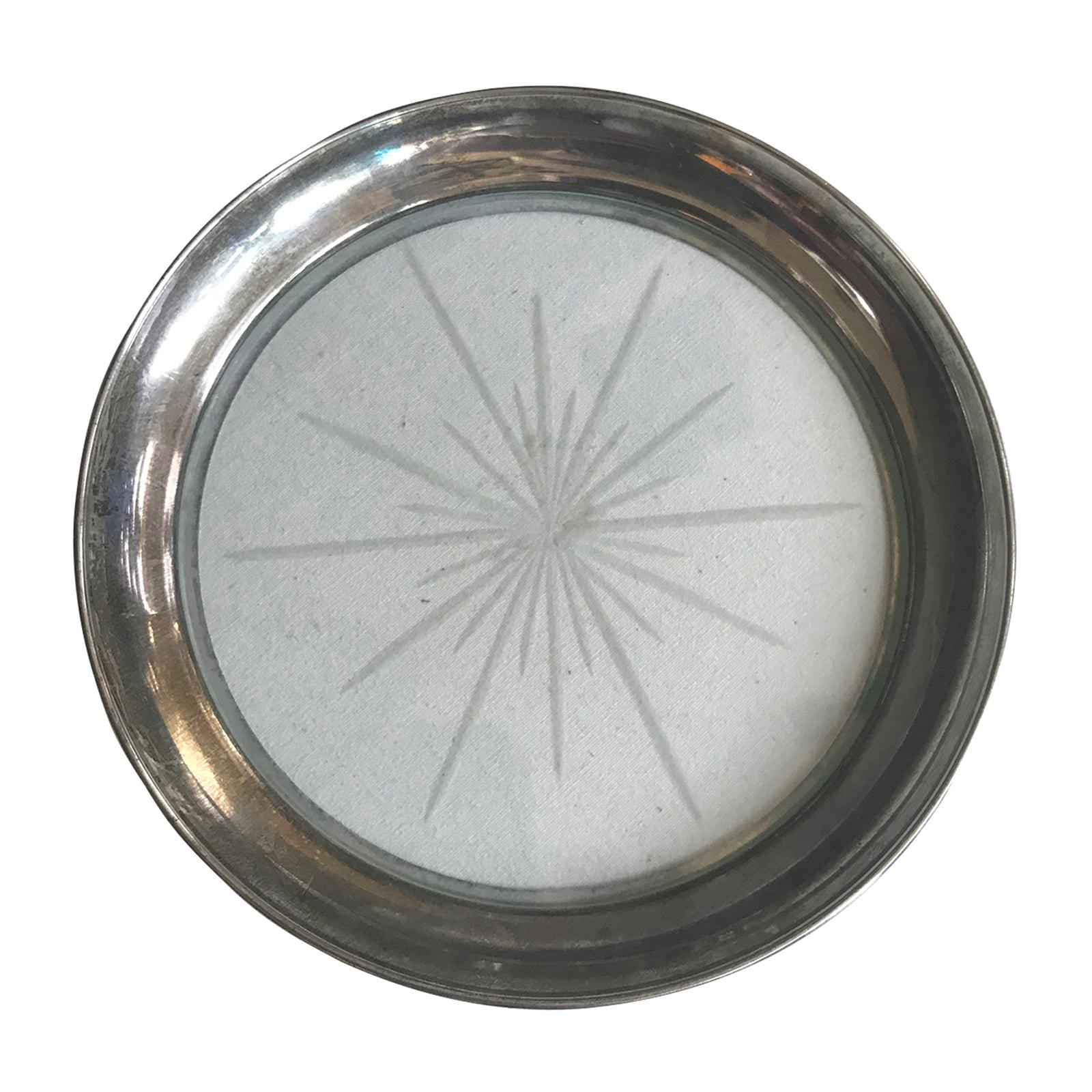 Mid-20th Century Sterling Silver and Glass Wine Bottle Coaster