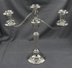 Mid-20th Century Sterling Silver Pair of 3-Light Candelabras by Gorham