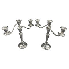 Vintage Mid-20th Century Sterling Silver Pair of 3-Light Candelabras by Gorham