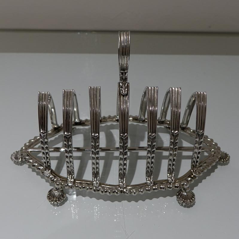 Mid-20th Century Sterling Silver Toast Rack, Birmingham, 1951 E Hill For Sale 5