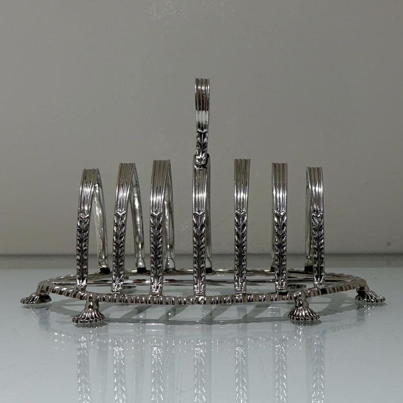 Modern Mid-20th Century Sterling Silver Toast Rack, Birmingham, 1951 E Hill For Sale
