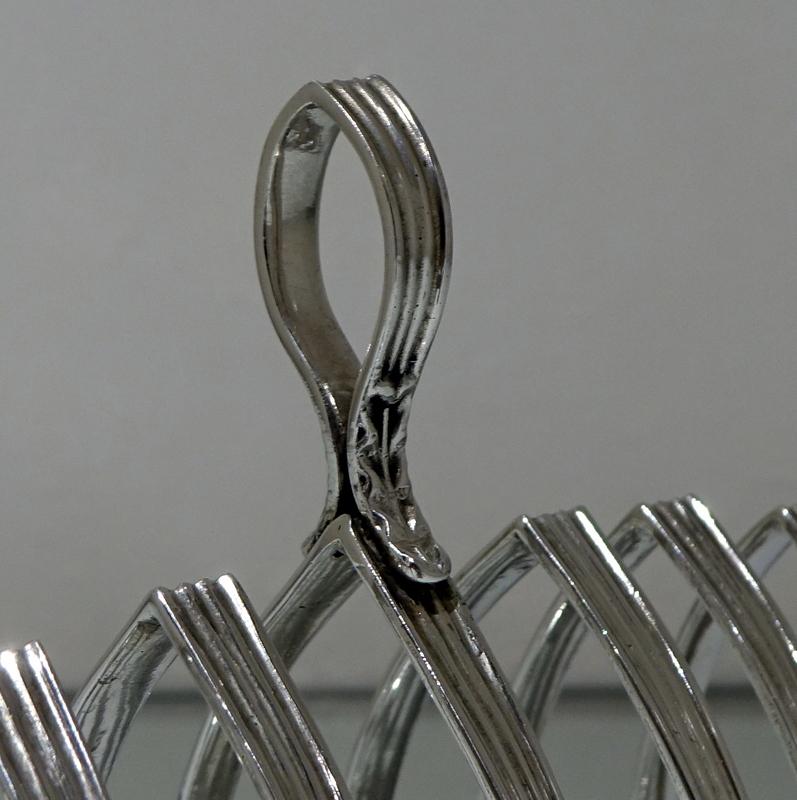 Mid-20th Century Sterling Silver Toast Rack, Birmingham, 1951 E Hill For Sale 1