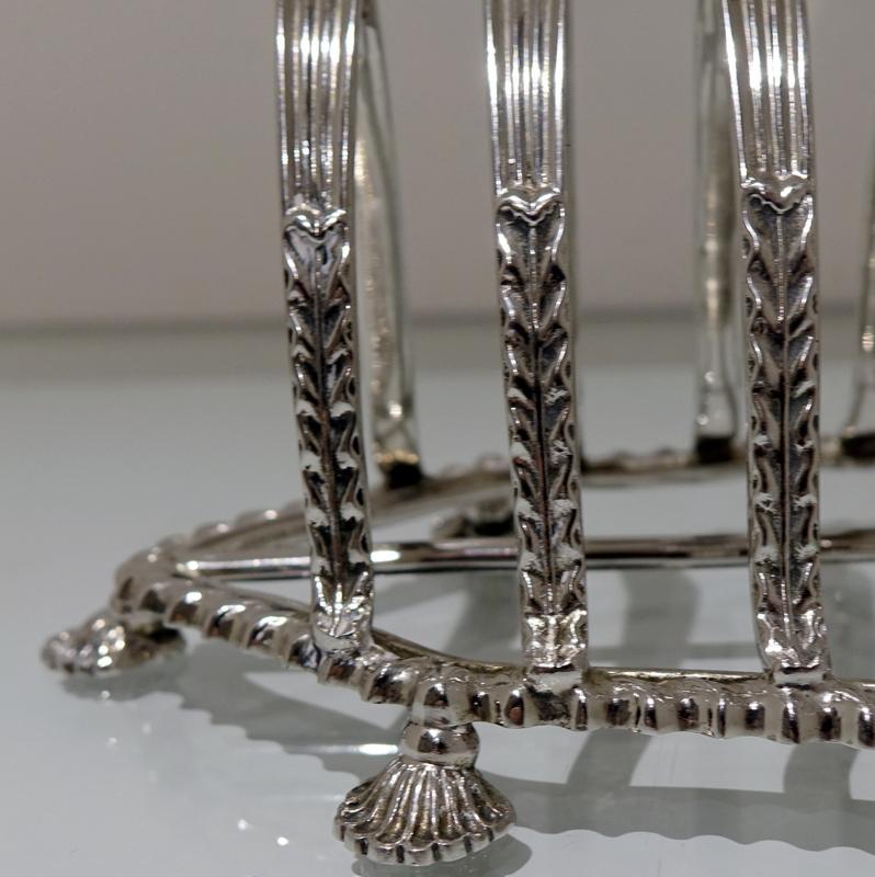 Mid-20th Century Sterling Silver Toast Rack, Birmingham, 1951 E Hill For Sale 2