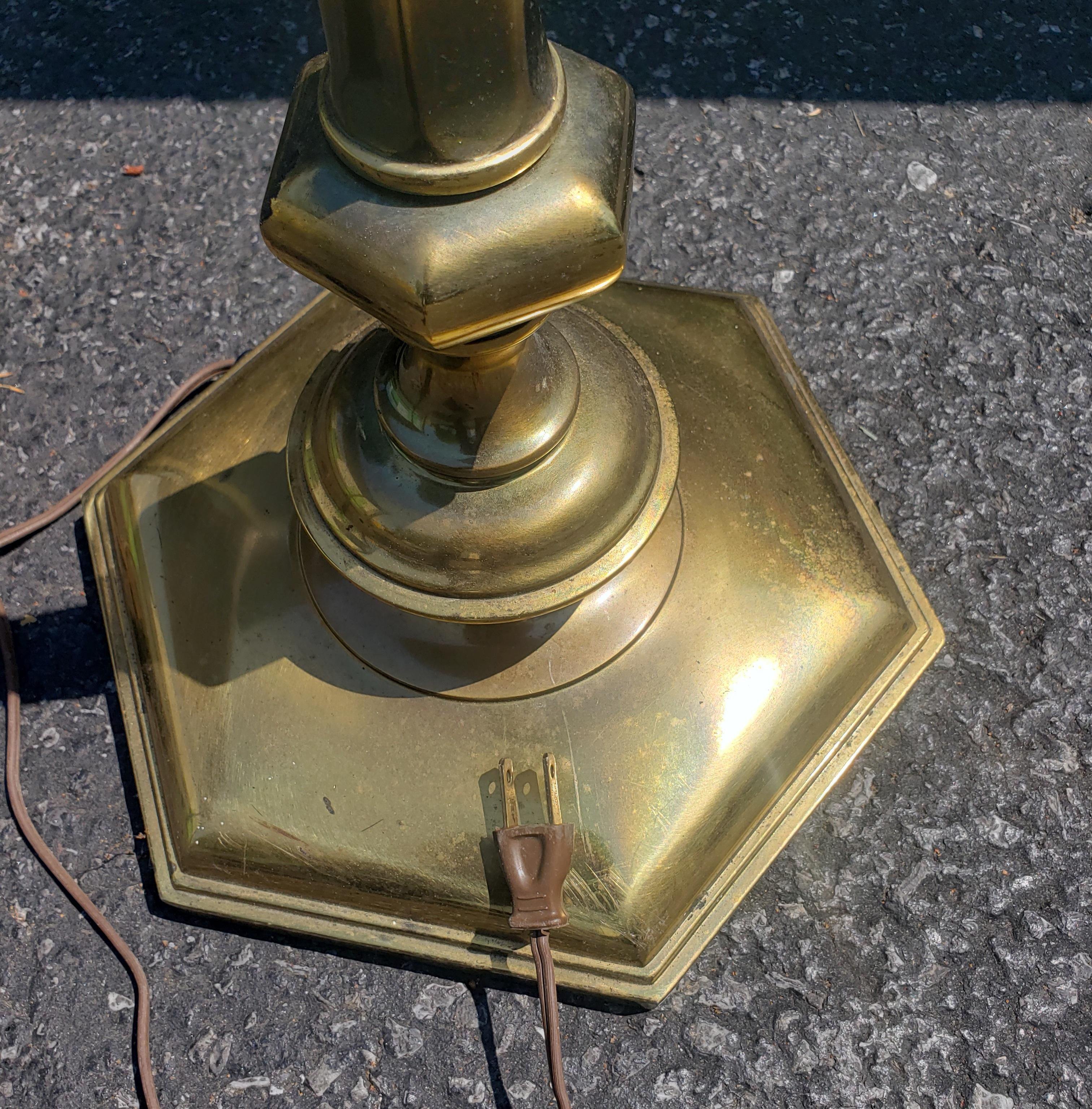 American Mid-20th Century Stiffel Brass 4-Way Torchiere Milk Glass Floor Lamp For Sale