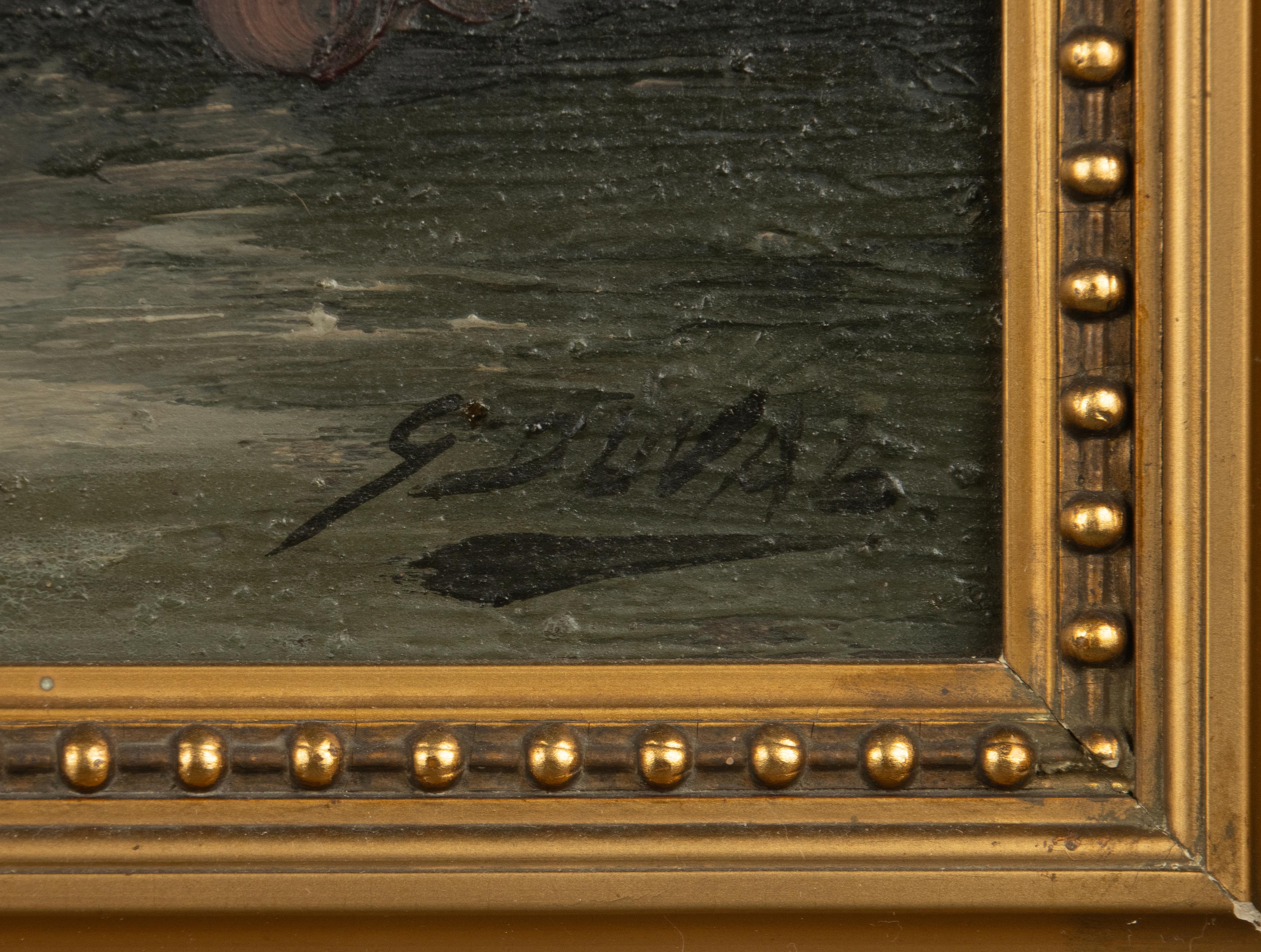 Peint à la main Nature morte du milieu du XXe siècle - Georges Duval - Huile sur toile - Raisins en vente