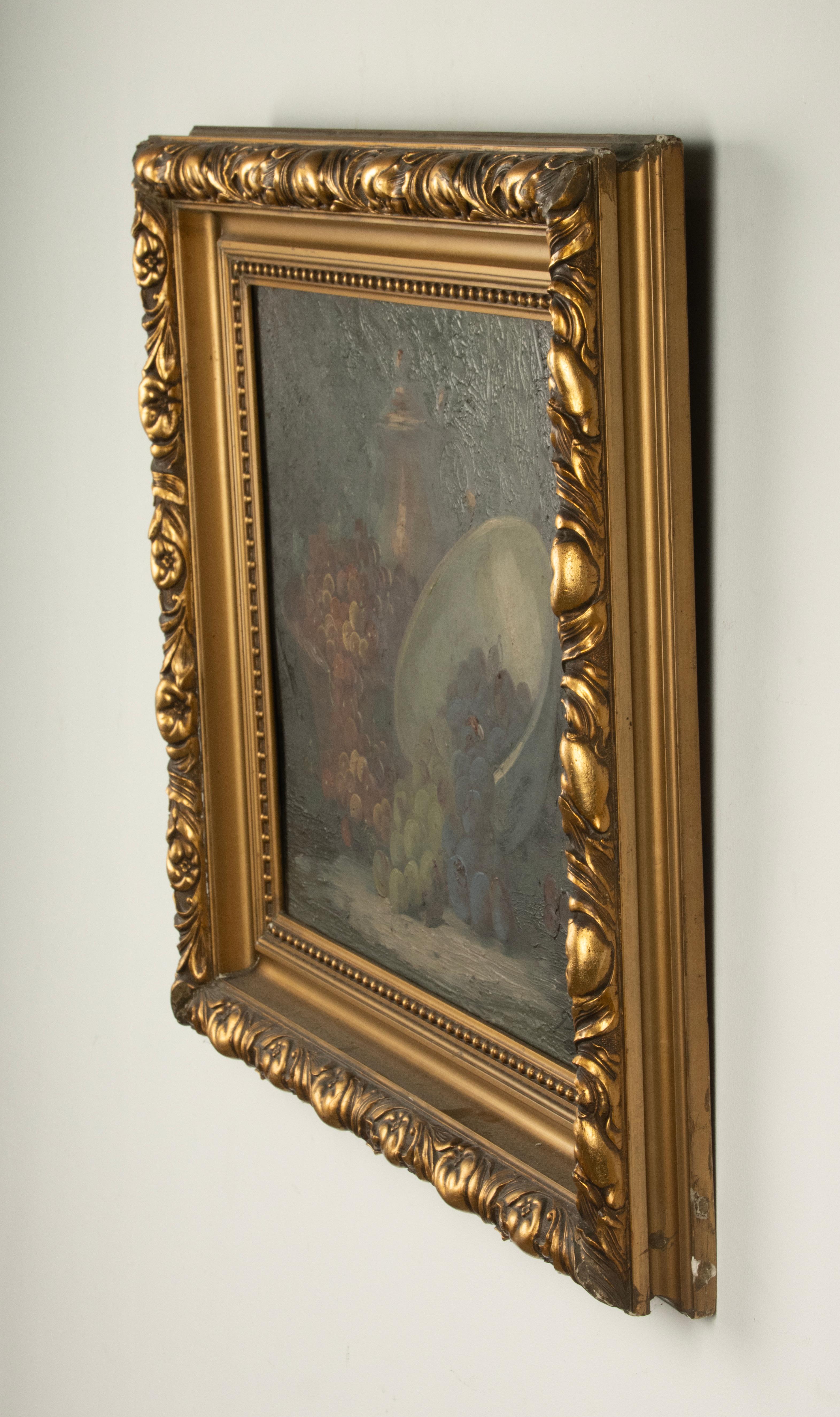 Toile Nature morte du milieu du XXe siècle - Georges Duval - Huile sur toile - Raisins en vente