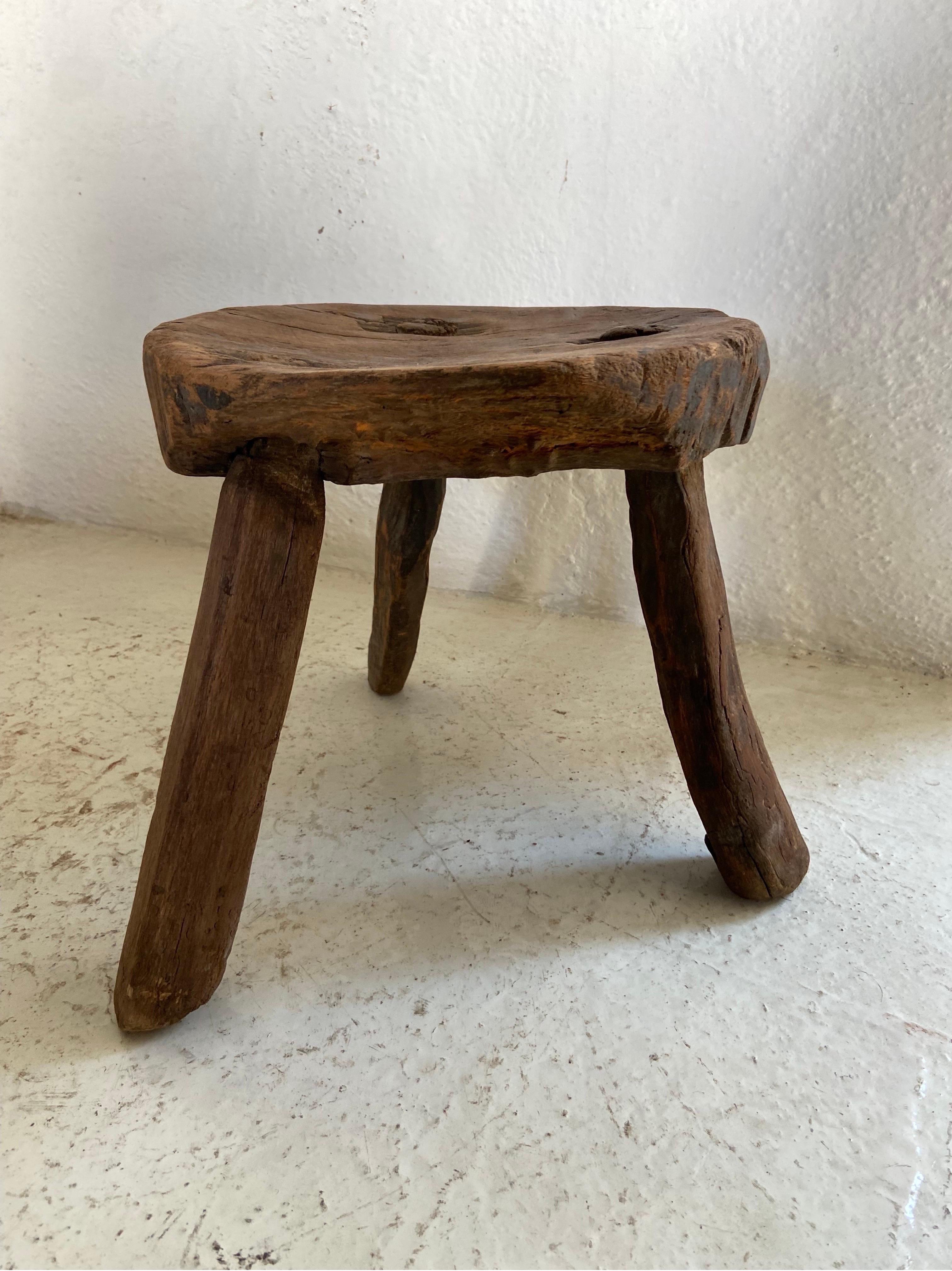 Hardwood Mid 20th Century Stool From Mexico For Sale