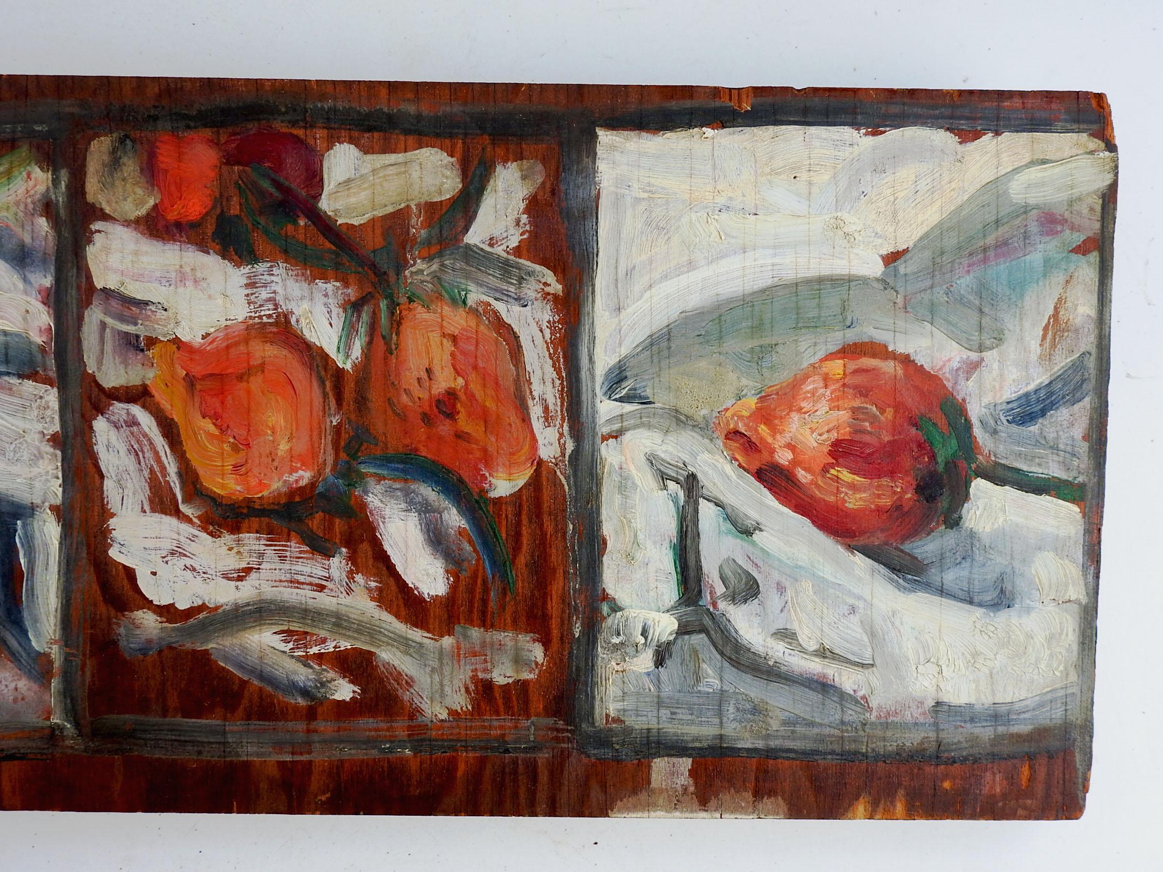 Rustic Mid 20th Century Strawberry Studies Painting on Wood For Sale