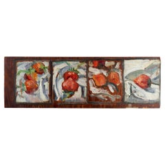 Milieu du 20e siècle, étude de fraises, peinture sur Wood