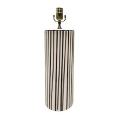 Mid-20th Century Striped Pottery Cylinder Lamp