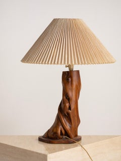 Lampe de table en bois de racine fabriquée en studio au milieu du XXe siècle