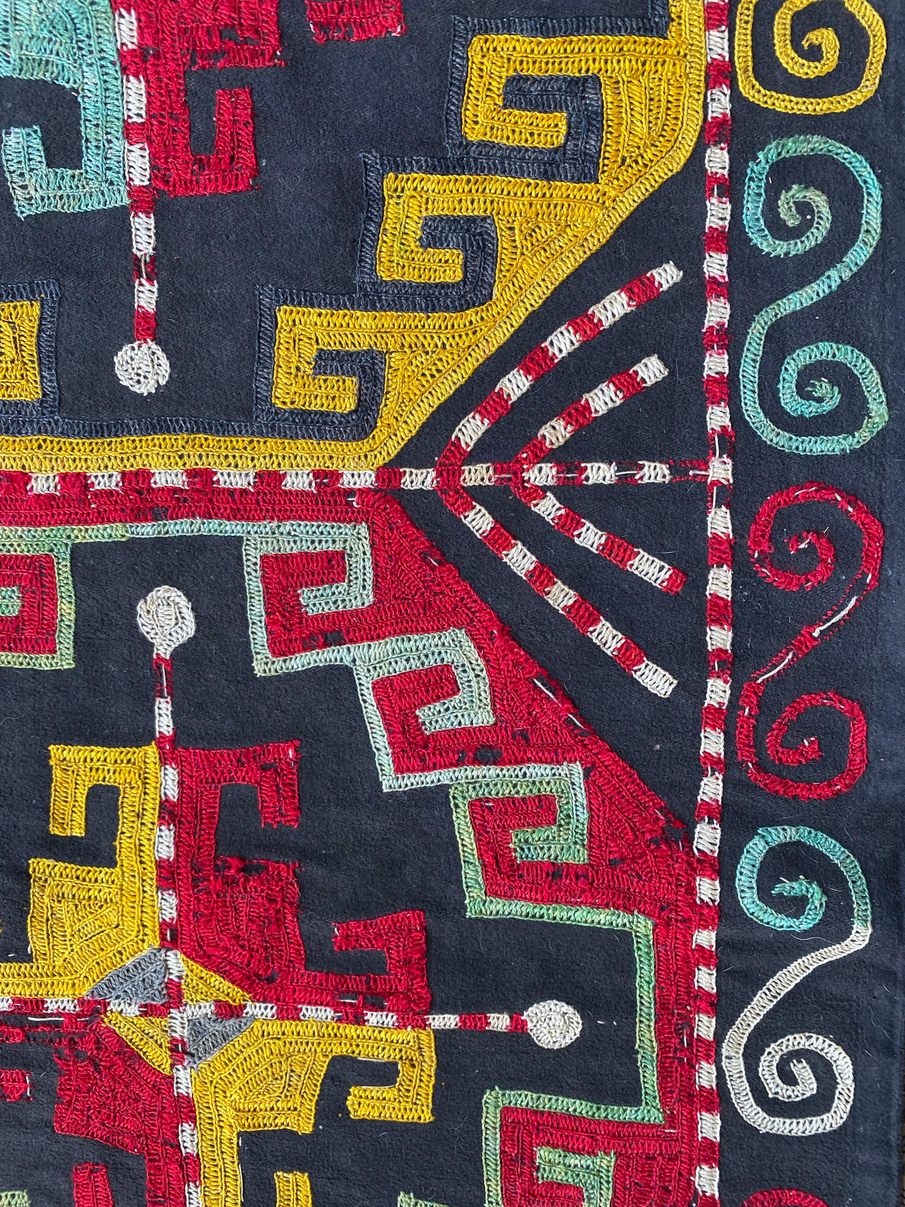 Hand-Woven Central Asian Embroidered Textile, “Suzani”, Mid 20th Century  For Sale