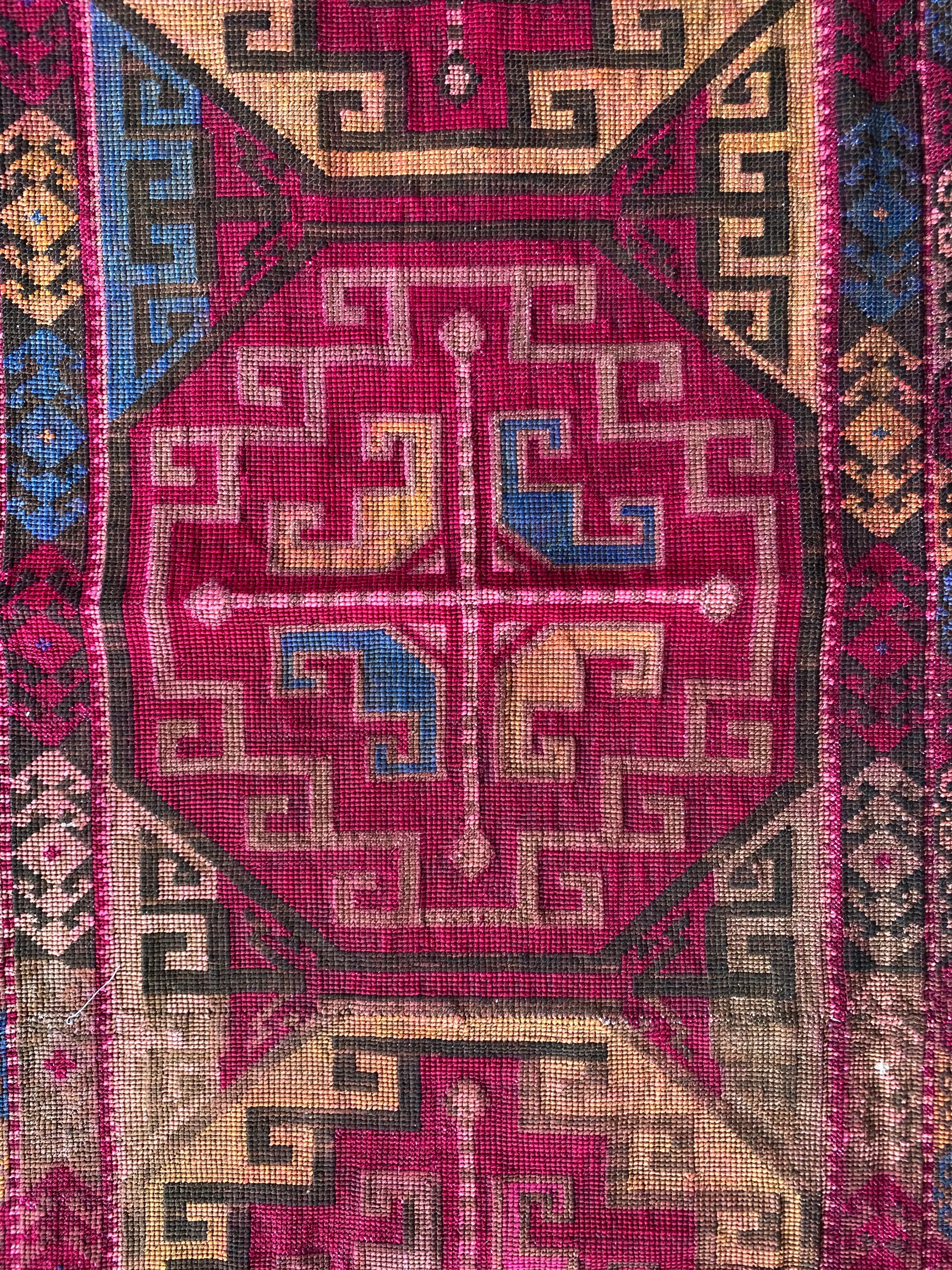 Hand-Woven Central Asian Embroidered Textile, “Suzani”, Mid 20th Century  For Sale