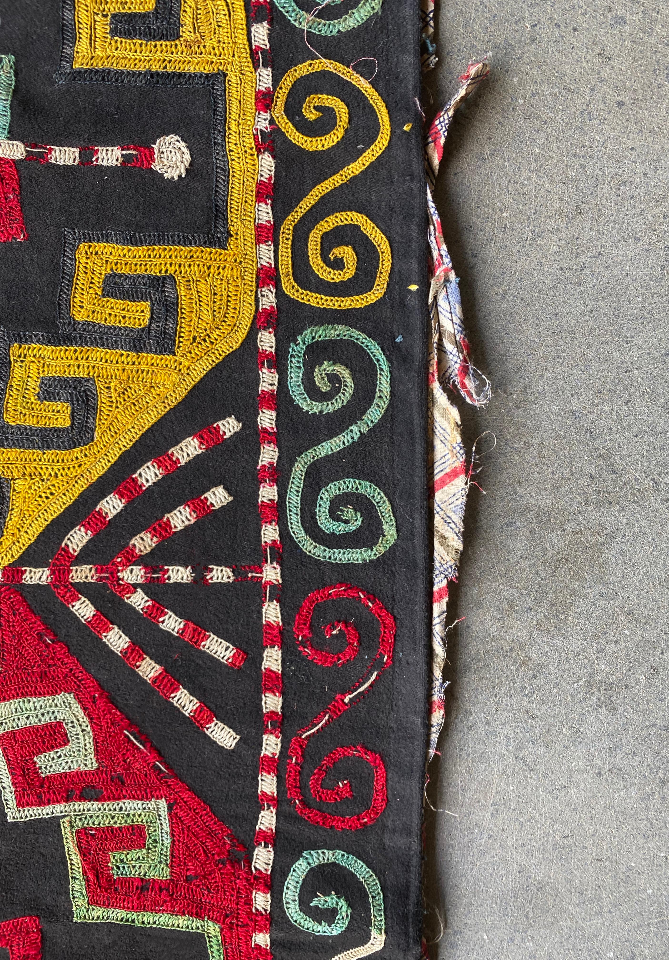 Central Asian Embroidered Textile, “Suzani”, Mid 20th Century In Fair Condition For Sale In Jimbaran, Bali