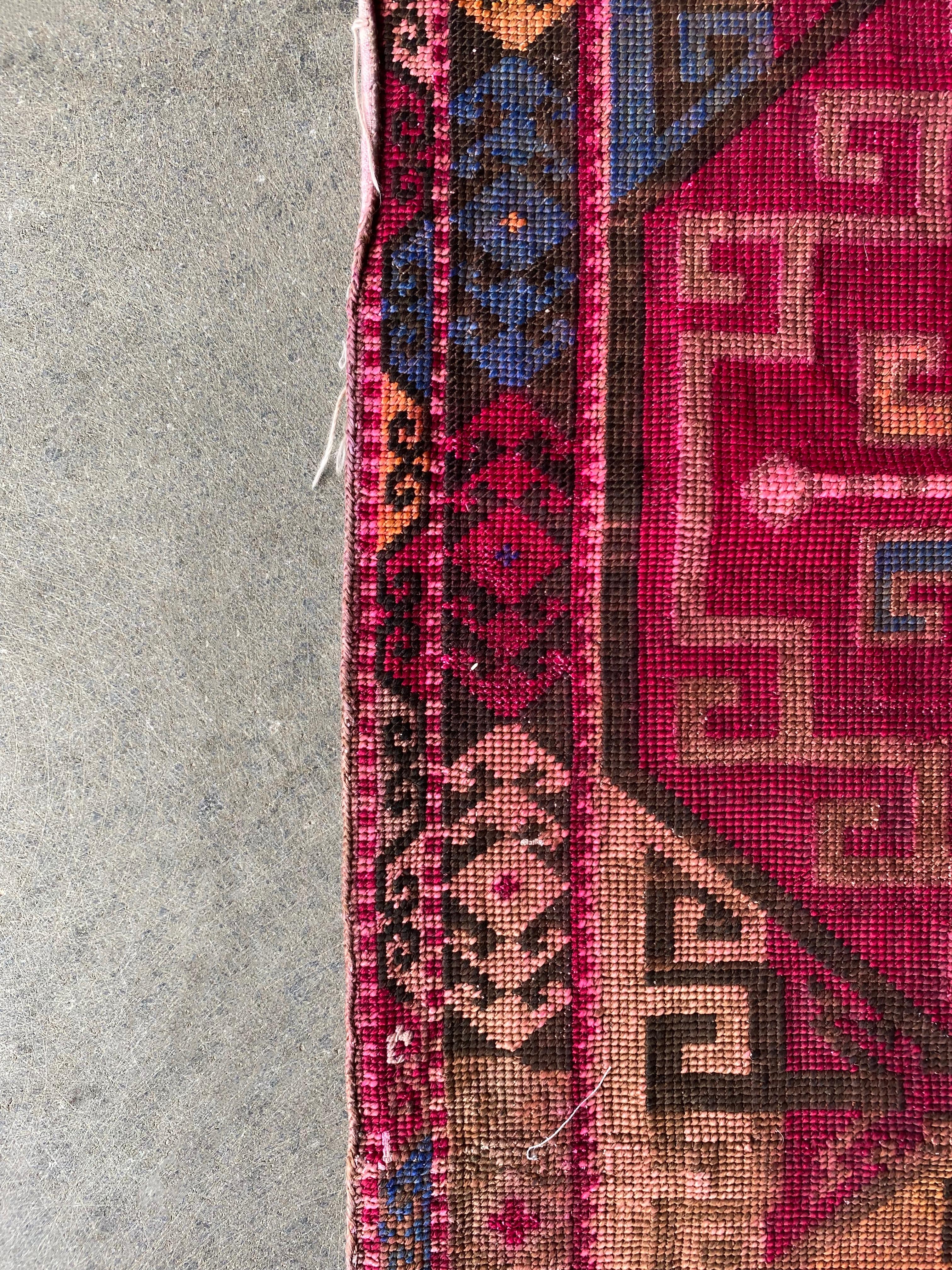 Central Asian Embroidered Textile, “Suzani”, Mid 20th Century  In Fair Condition For Sale In Jimbaran, Bali