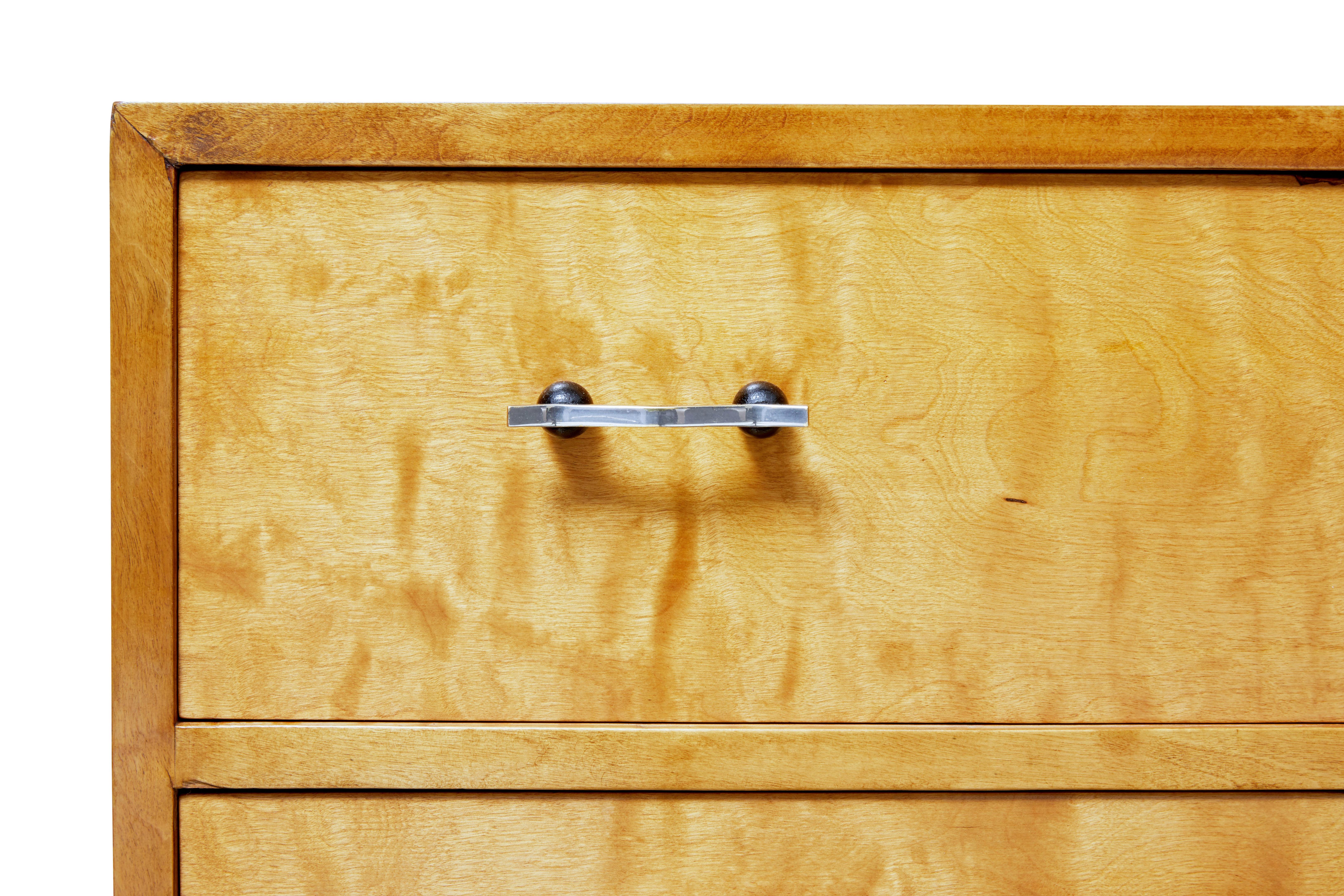 Birch Mid 20th century Swedish birch chest of drawers For Sale