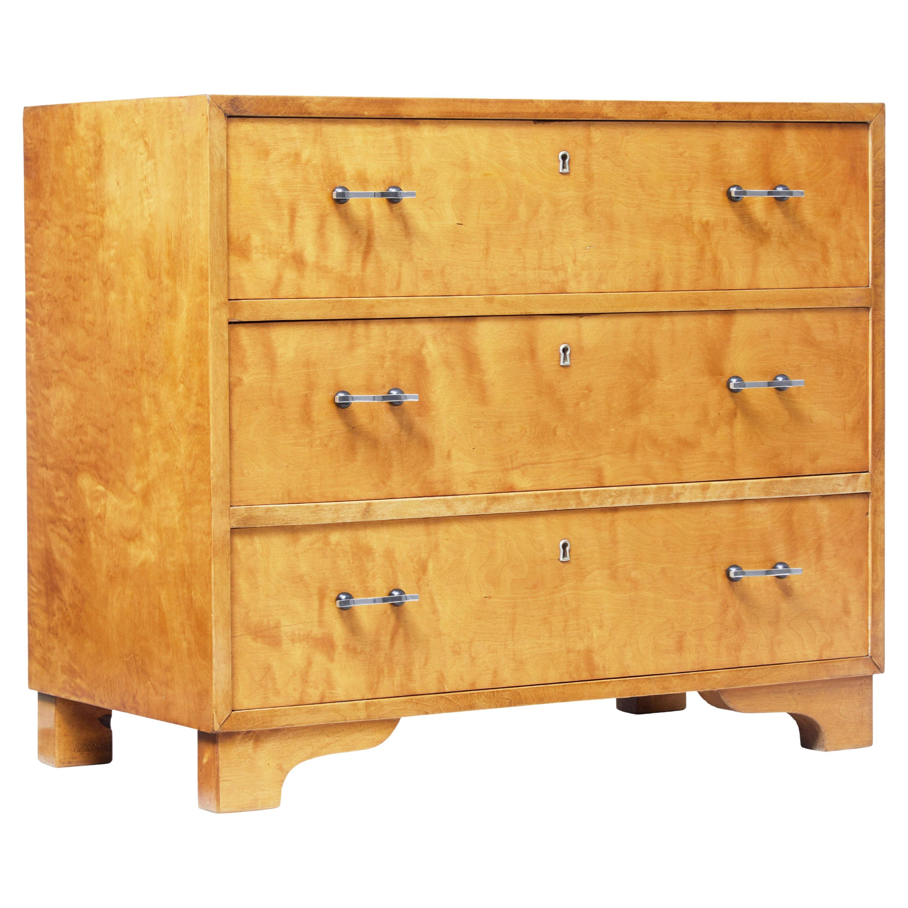 Mid 20th century Swedish birch chest of drawers For Sale