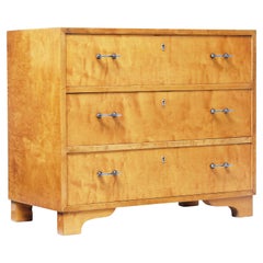 Retro Mid 20th century Swedish birch chest of drawers