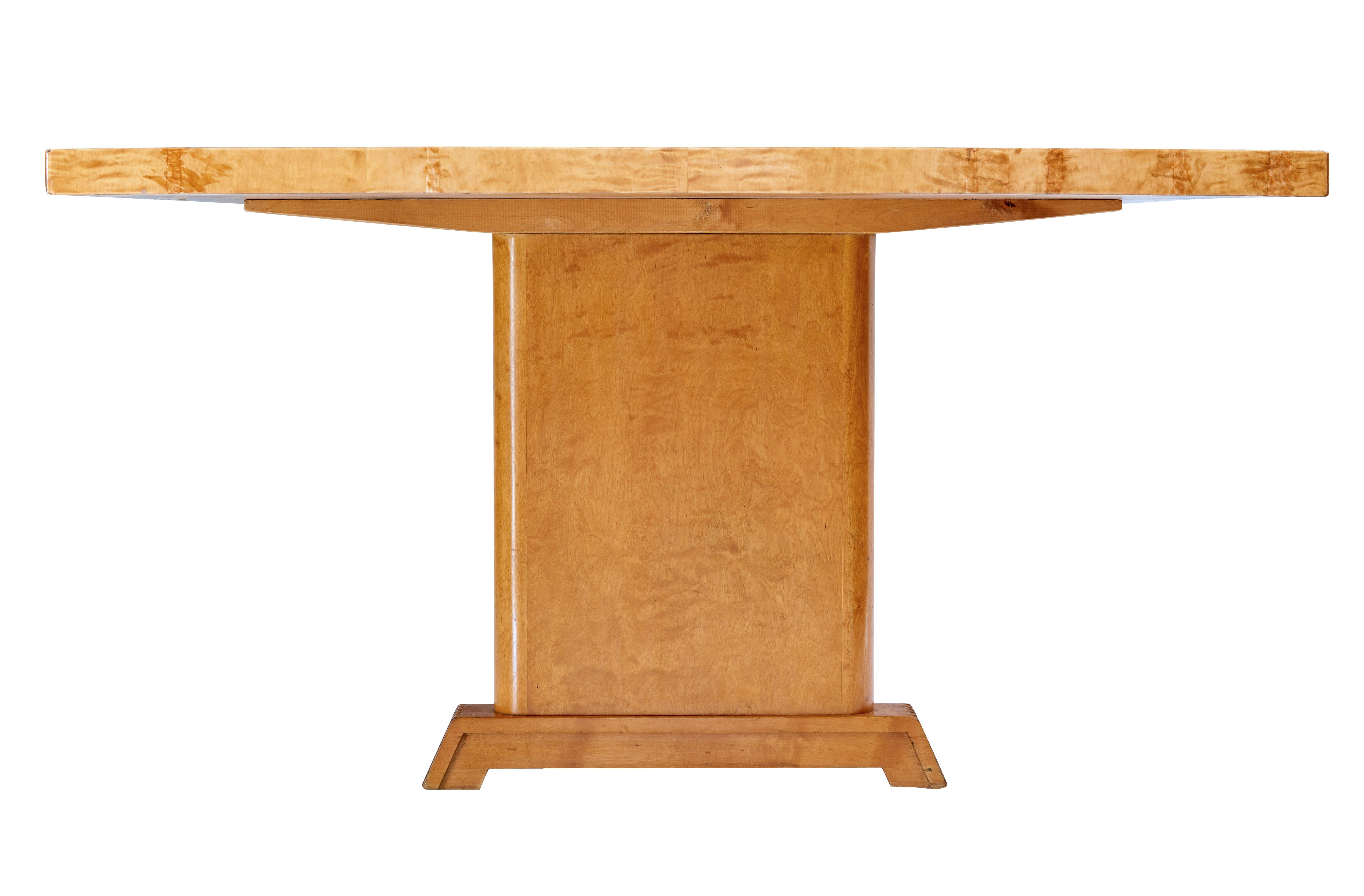 Veneer Mid 20th Century Swedish Birch Library Table of Large Proportions