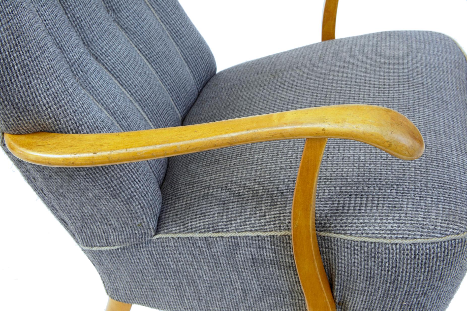 Mid-20th Century Swedish Birch Shell Back Armchair In Good Condition In Debenham, Suffolk