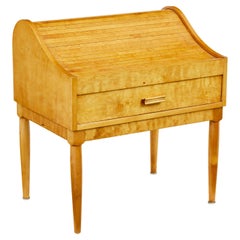 Mid 20th Century Swedish birch tambour sewing box on stand