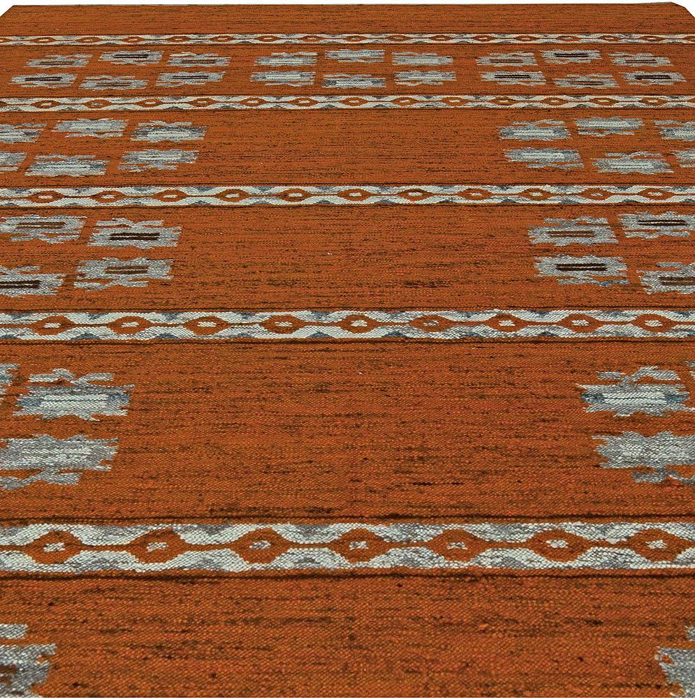 Mid-20th century Swedish brown flat-weave wool rug
Size: 5'8
