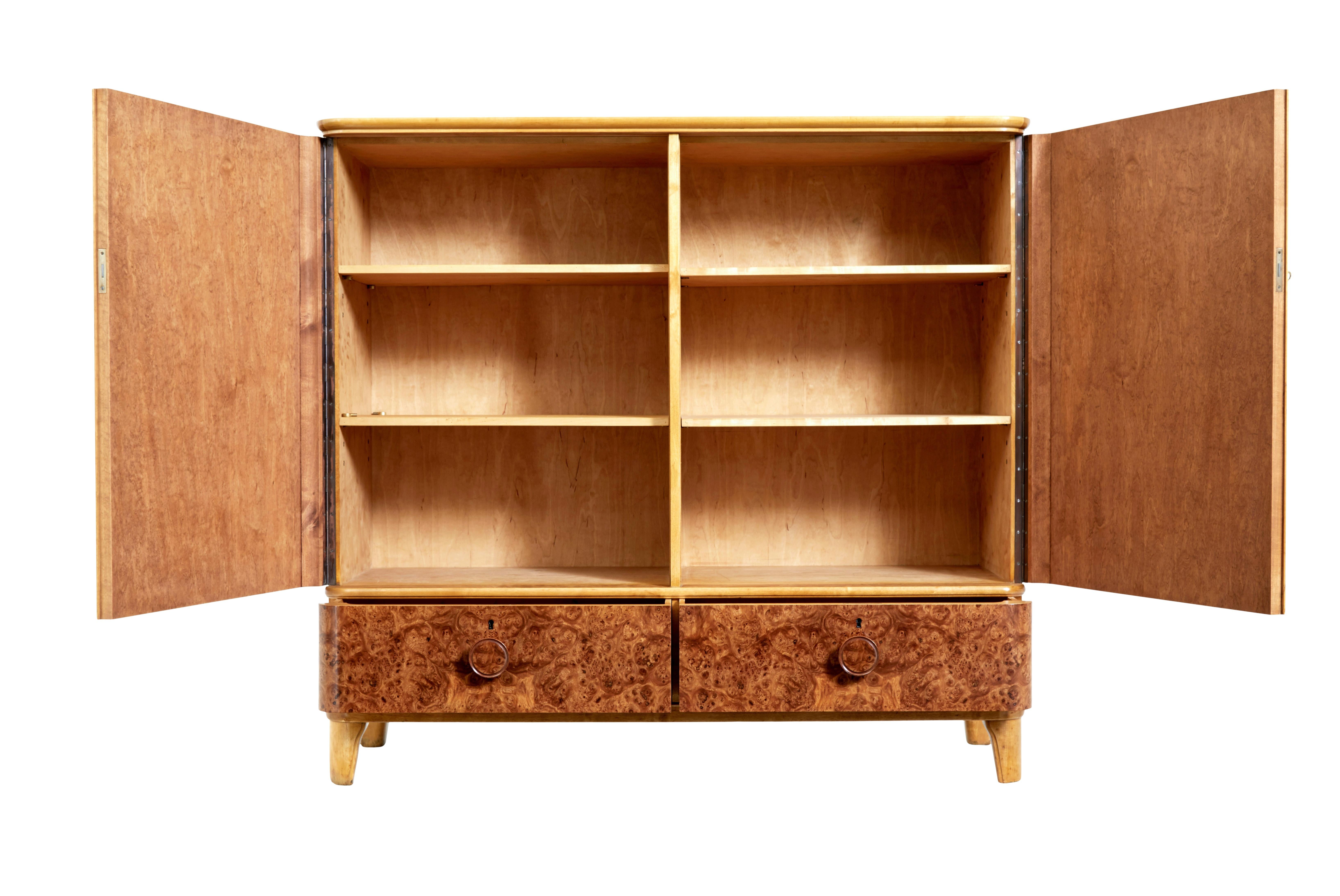 Mid-Century Modern Mid 20th century Swedish burr elm cabinet For Sale