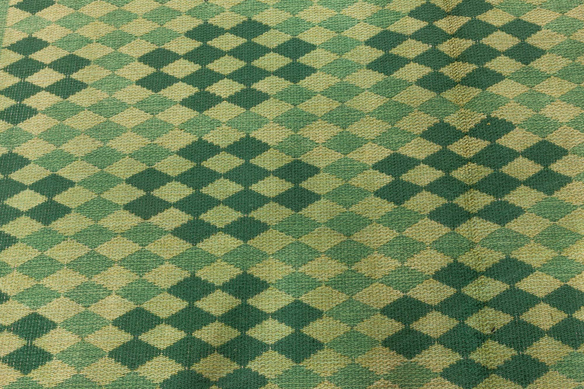 Mid-Century Modern Mid-20th Century Swedish Double Sided Green Rug For Sale