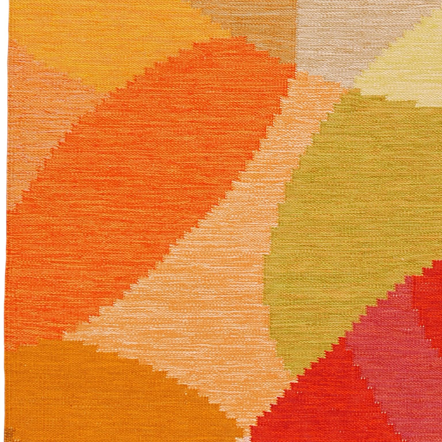 Mid-20th Century Swedish Flat-Weave Rug by Ingegerd Silow In Good Condition For Sale In New York, NY