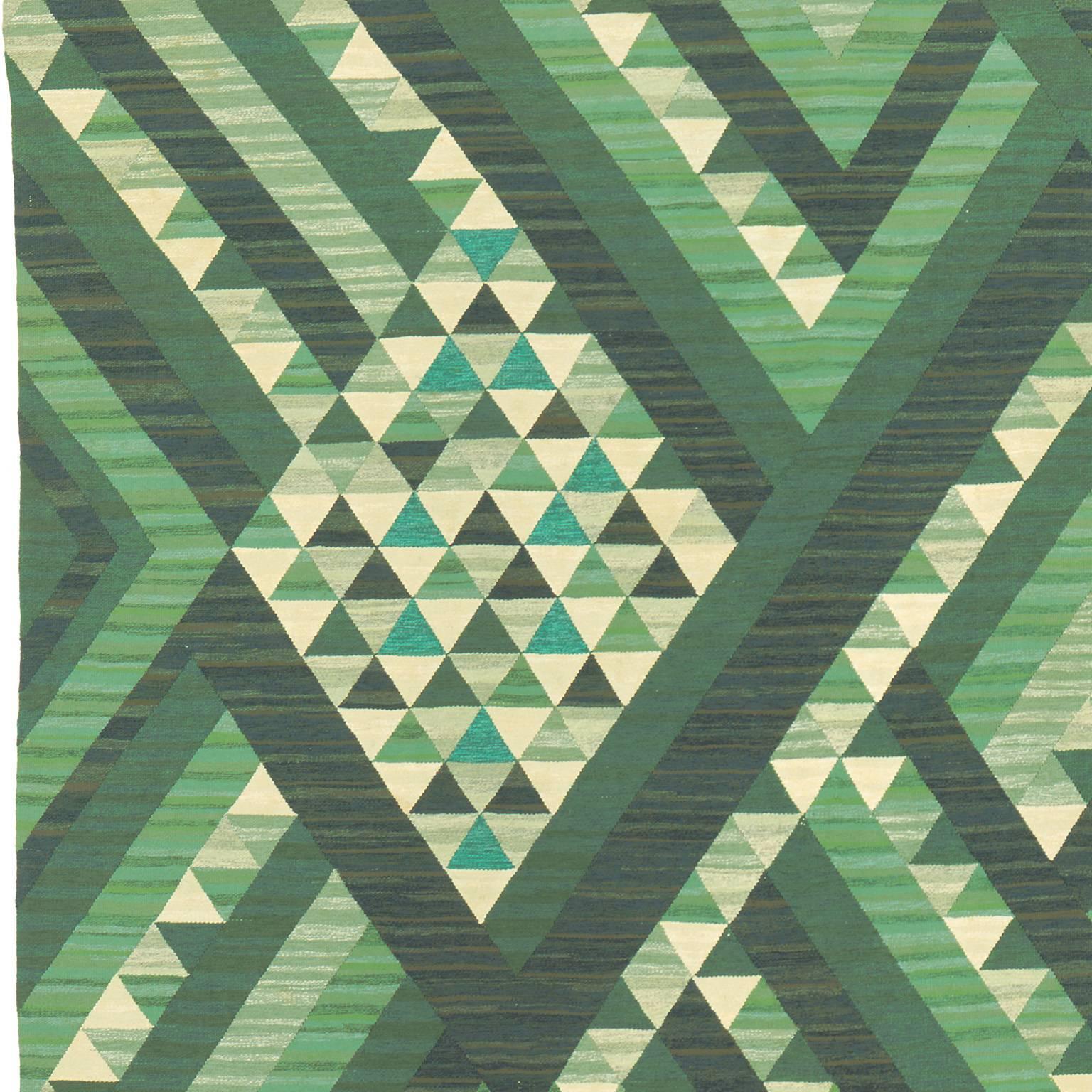 Mid-20th Century Swedish Flat Weave Rug In Good Condition For Sale In New York, NY