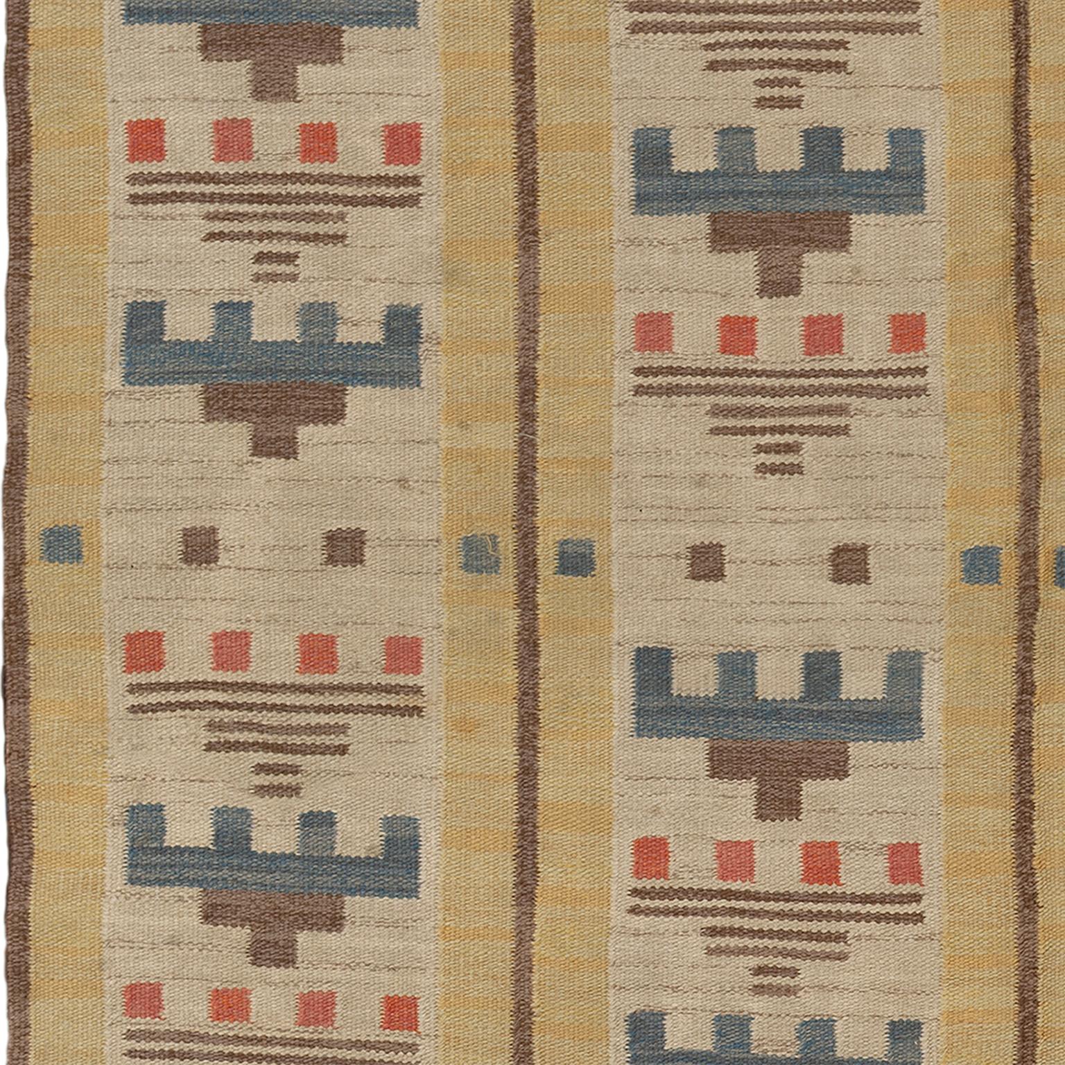 Mid 20th Century Swedish Flat Weave Rug In Good Condition For Sale In New York, NY