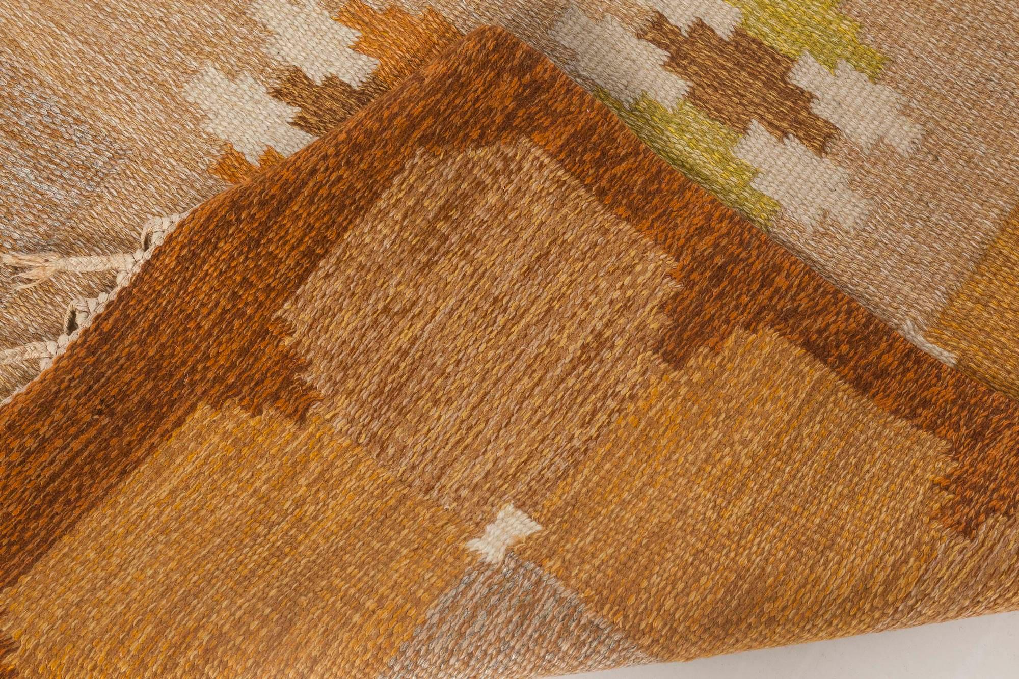 Mid-20th Century Swedish Flat-Weave Wool Rug by Ingegerd Silow In Good Condition For Sale In New York, NY