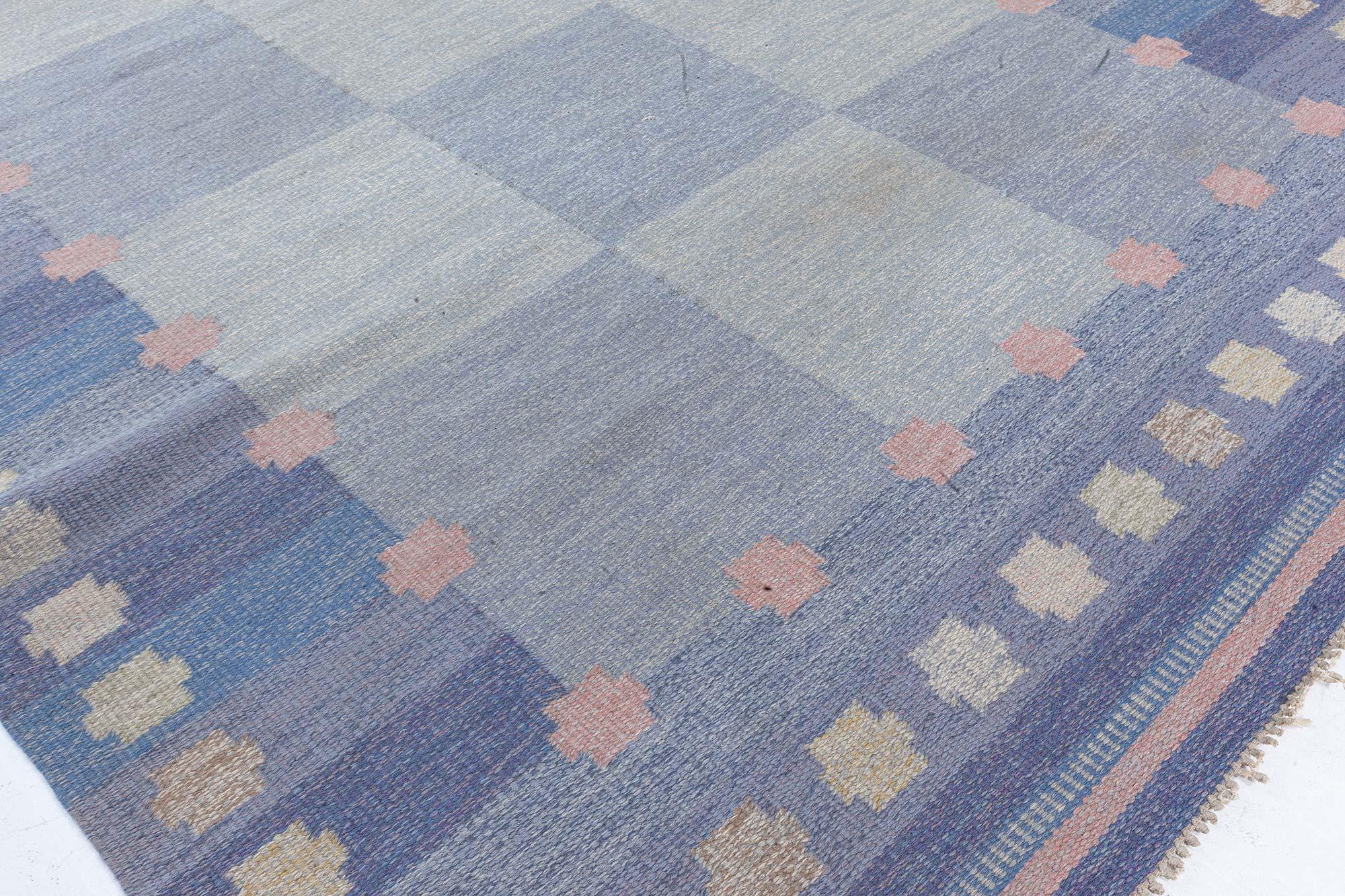 Mid-20th Century Swedish Flat Woven Rug by Agda Osterberg In Good Condition For Sale In New York, NY