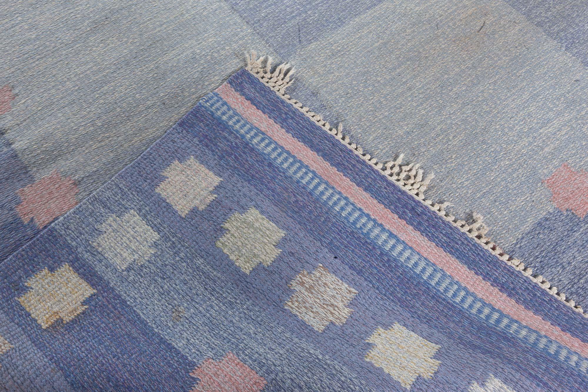 Mid-20th Century Swedish Flat Woven Rug by Agda Osterberg For Sale 2