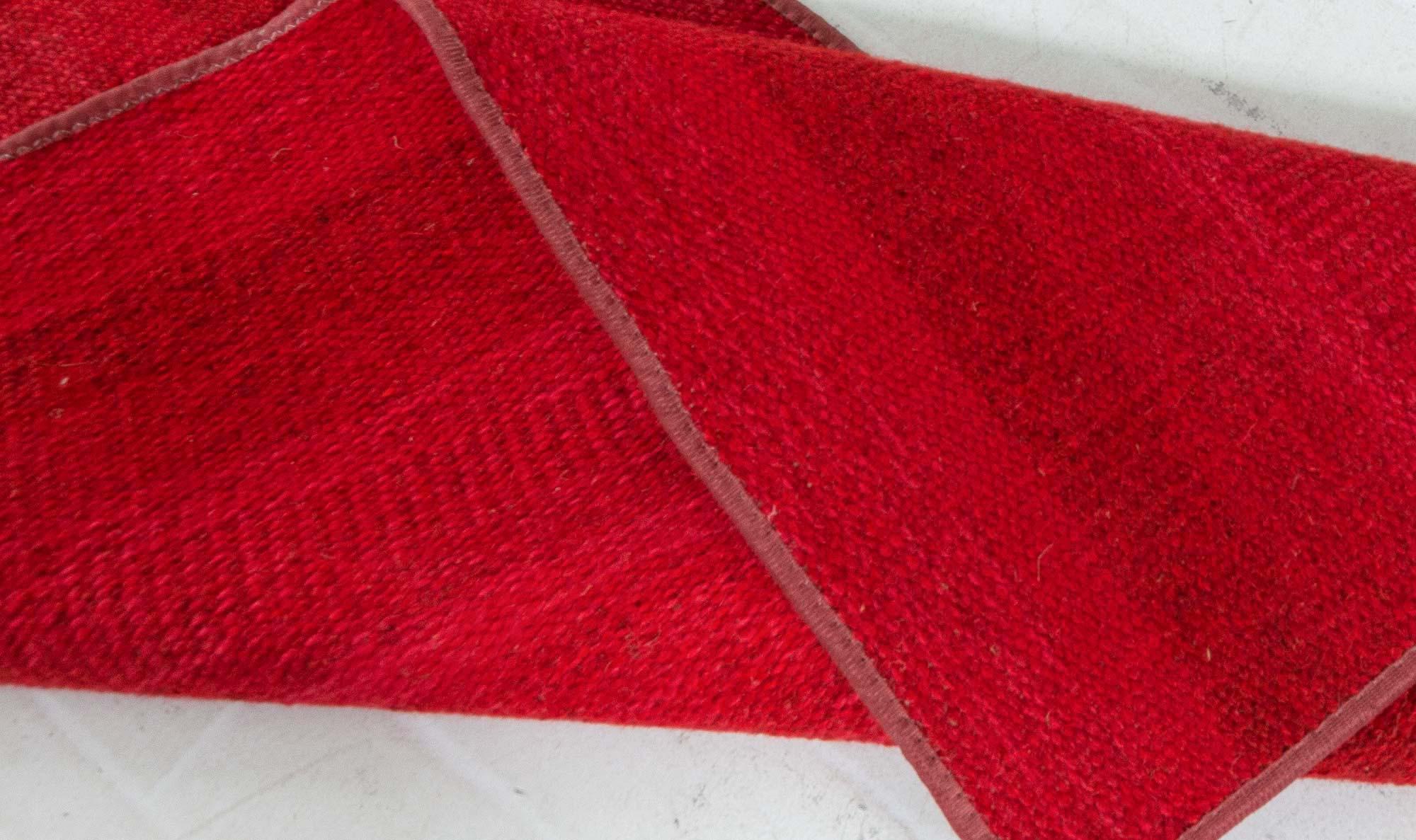 Wool Mid-20th Century Swedish Fragment Raspberry Red Runner For Sale