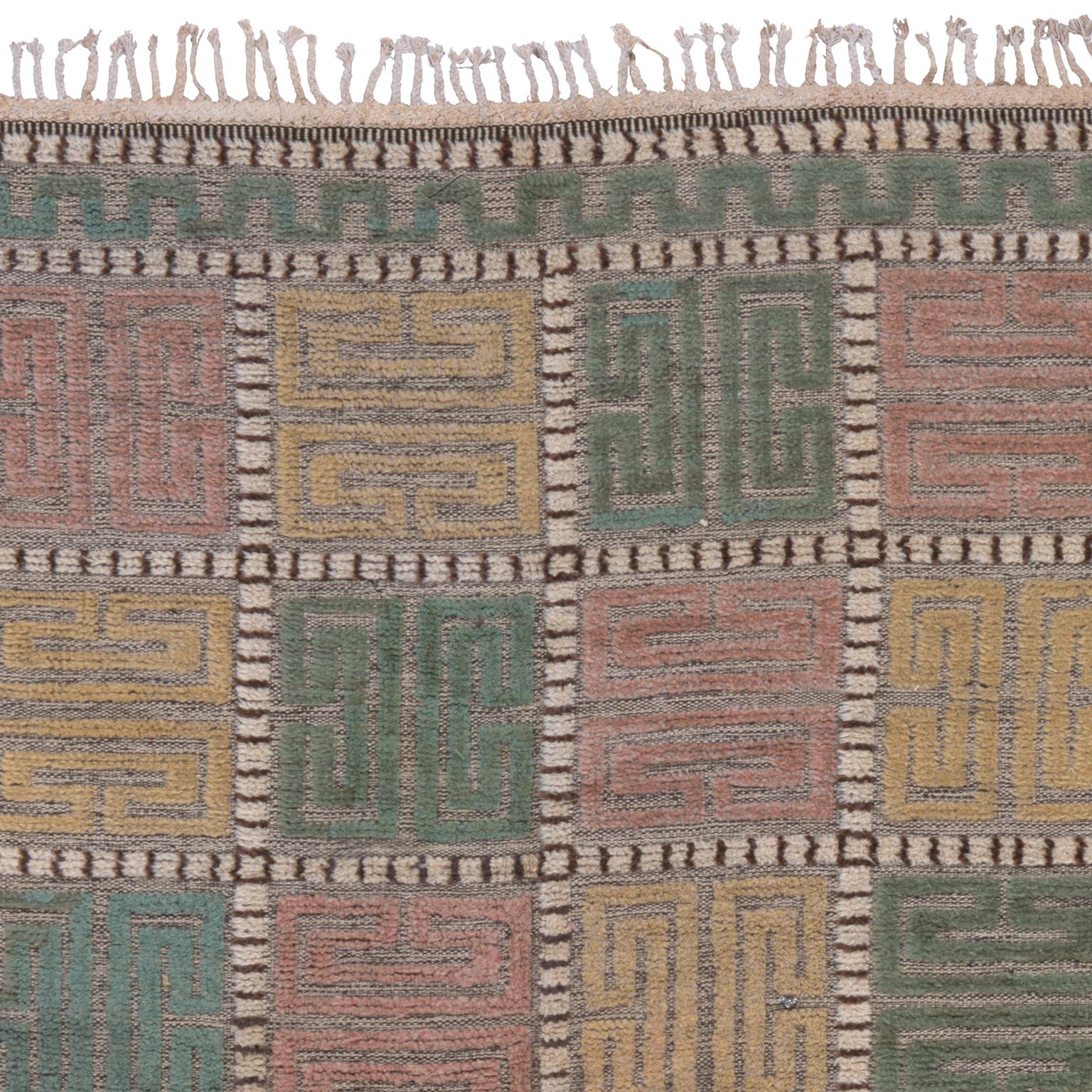 Hand-Woven Mid-20th Century Swedish Pile Rug by AB Märta Måås-Fjetterström For Sale