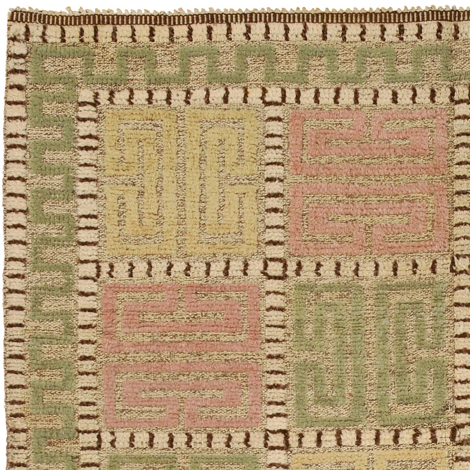Hand-Woven Mid-20th Century Swedish Pile Rug For Sale