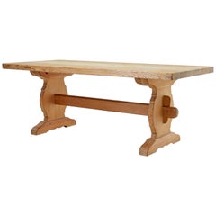 Mid-20th Century Swedish Pine Trestle Dining Table by Krogenys Mobler
