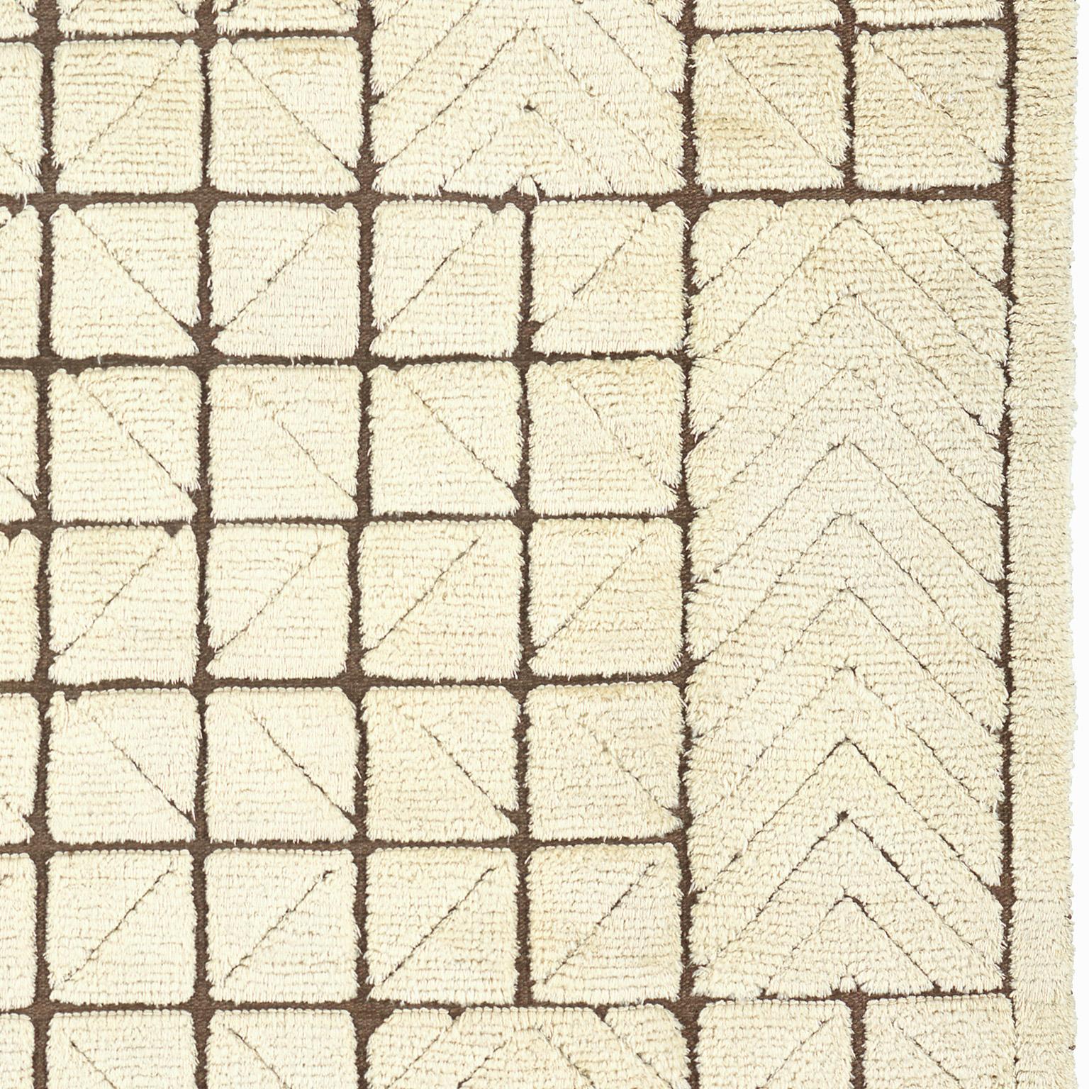Hand-Woven Mid-20th Century Swedish Relief Pile Rug by Ingrid Hellman–Knafve For Sale