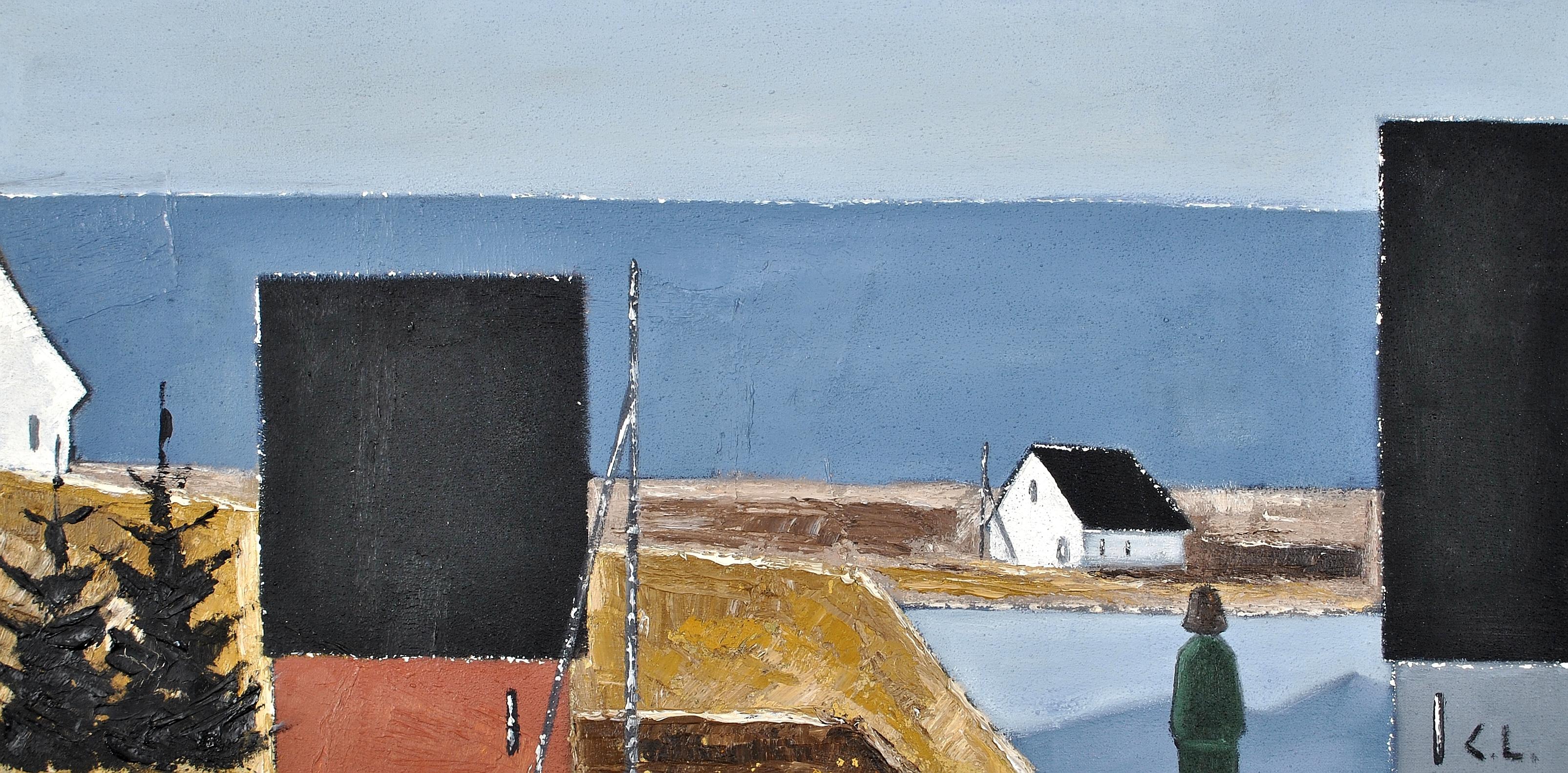 Paysage côtier - Grande peinture scandinave moderniste suédoise du milieu du siècle dernier - Painting de Mid 20th Century Swedish School